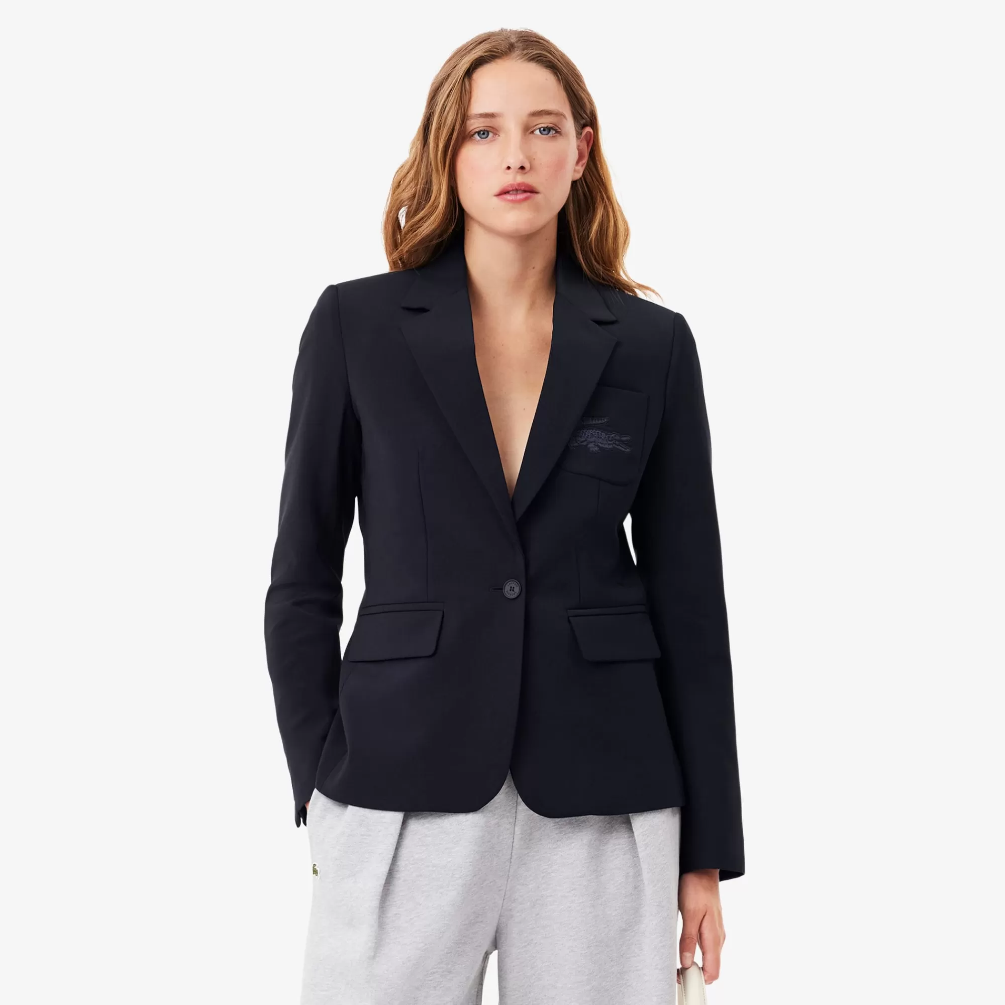 MULHER LACOSTE Blusões & Casacos^Blazer de Lã com Logo Bordado Slim Fit