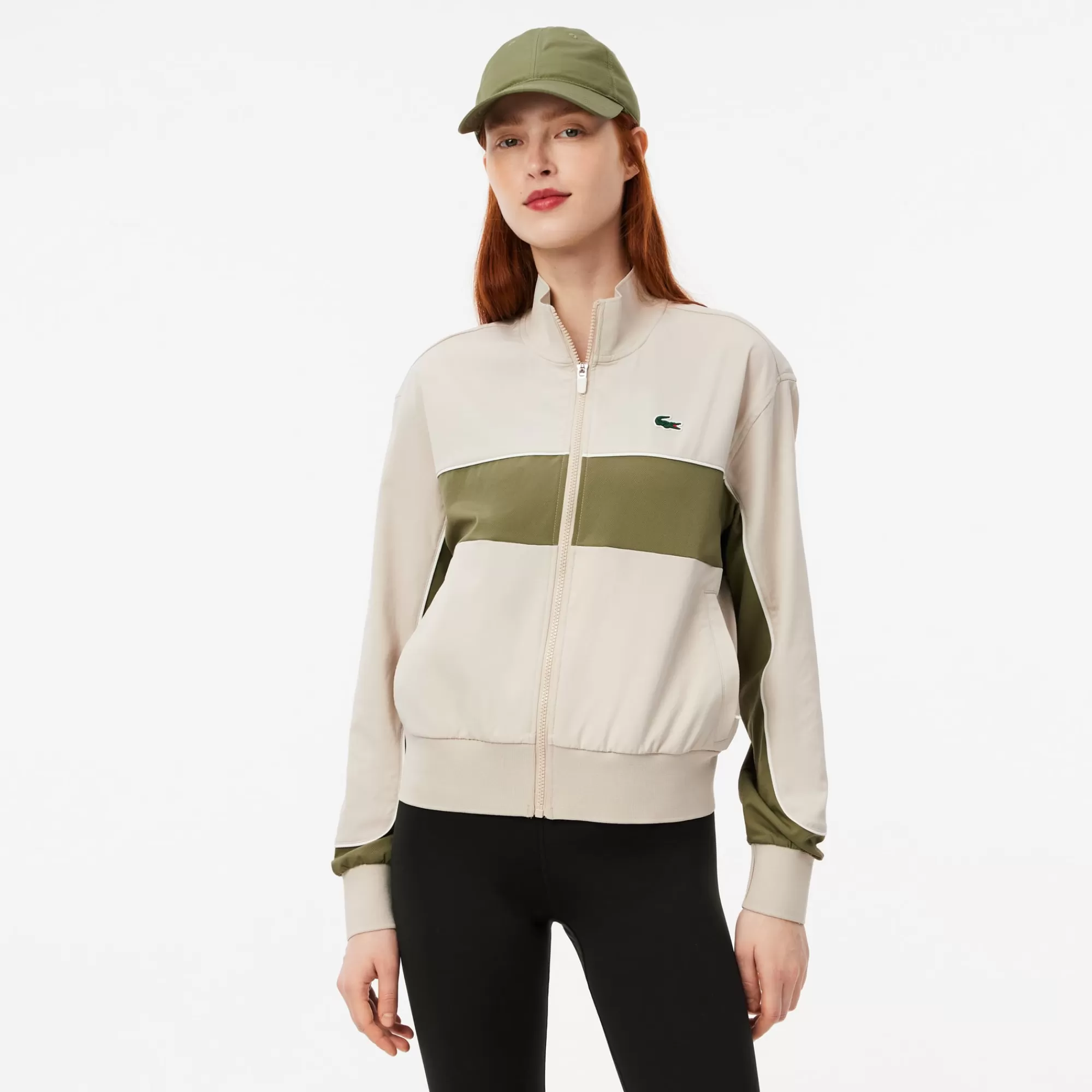 MULHER LACOSTE Ginásio & Treino | Roupa Deportiva Mulher^Blusão Colorblock de Ténis Elástico com Técnologia Ultra-Dry
