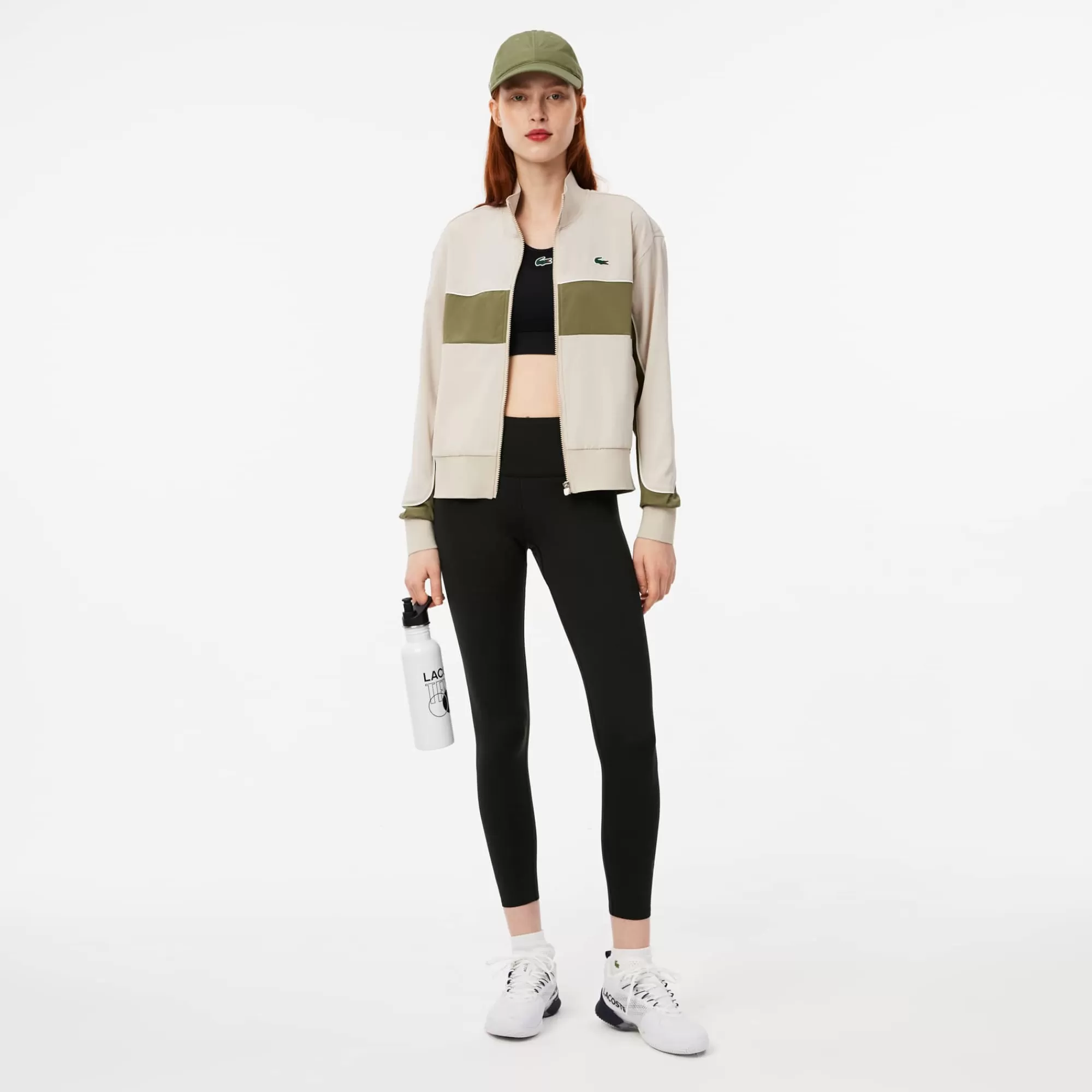 MULHER LACOSTE Ginásio & Treino | Roupa Deportiva Mulher^Blusão Colorblock de Ténis Elástico com Técnologia Ultra-Dry