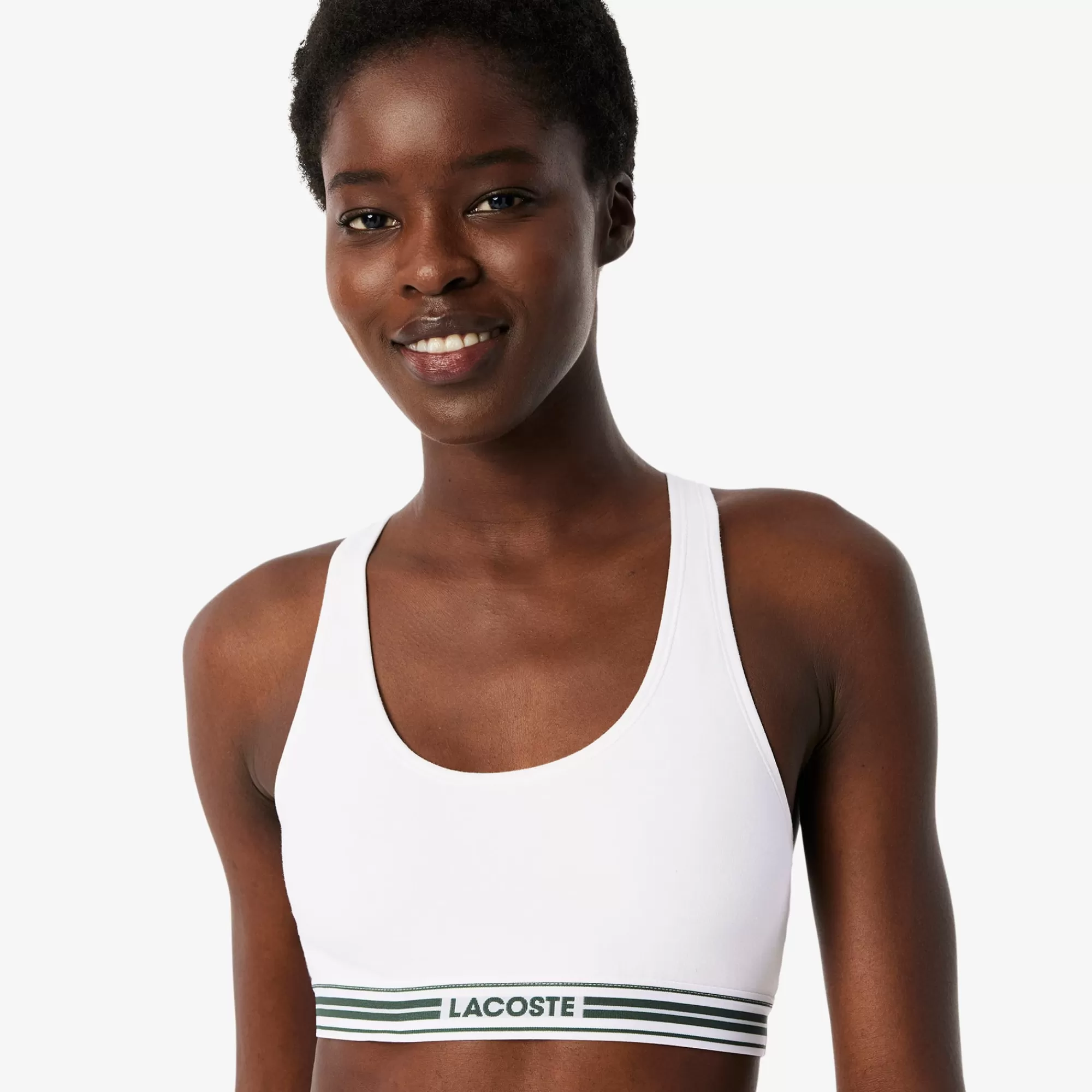 MULHER LACOSTE Roupa Interior E Roupa De Casa | Roupa Interior^Bralette de Algodão Elástico com Faixa de Contraste