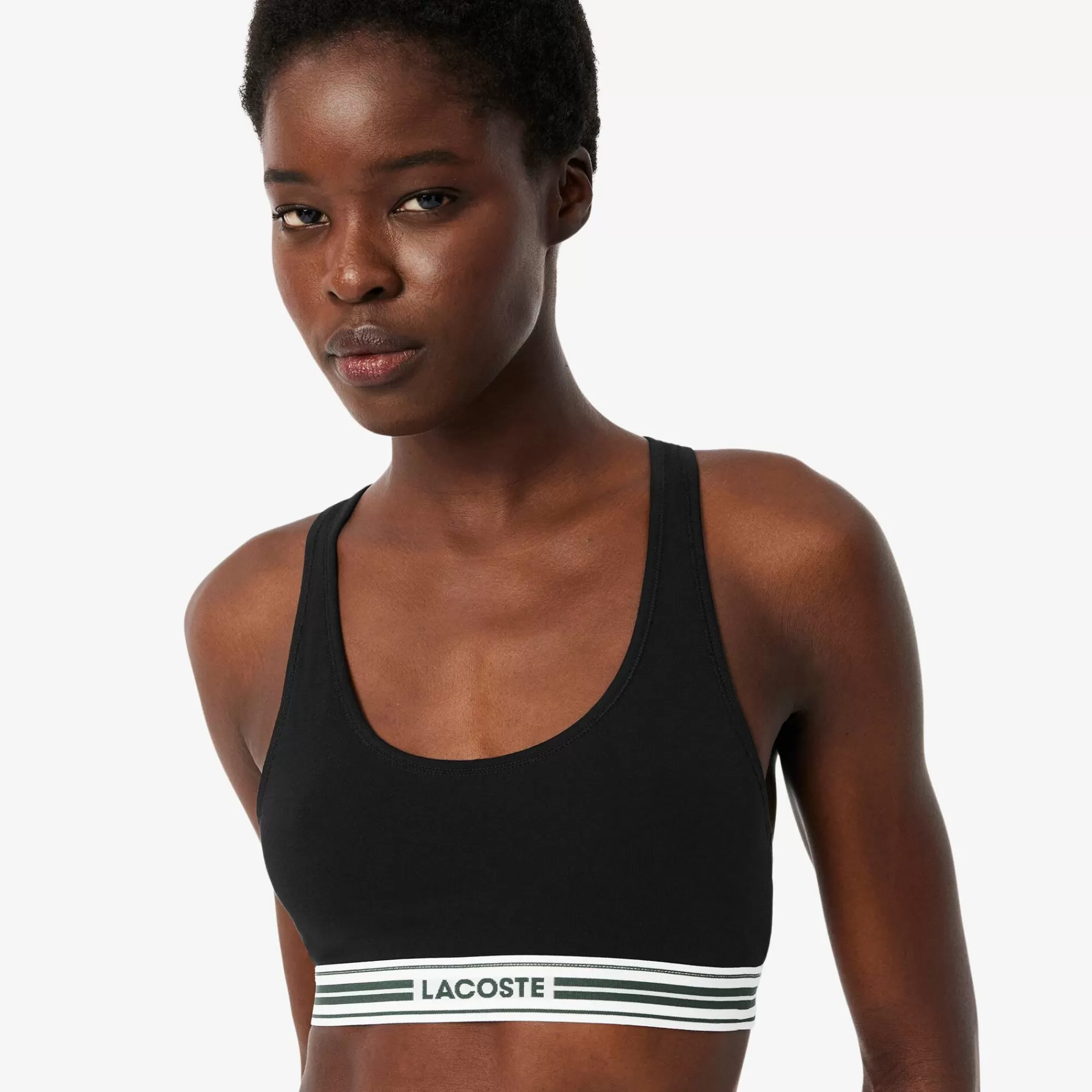 MULHER LACOSTE Roupa Interior E Roupa De Casa | Roupa Interior^Bralette de Algodão Elástico com Faixa de Contraste