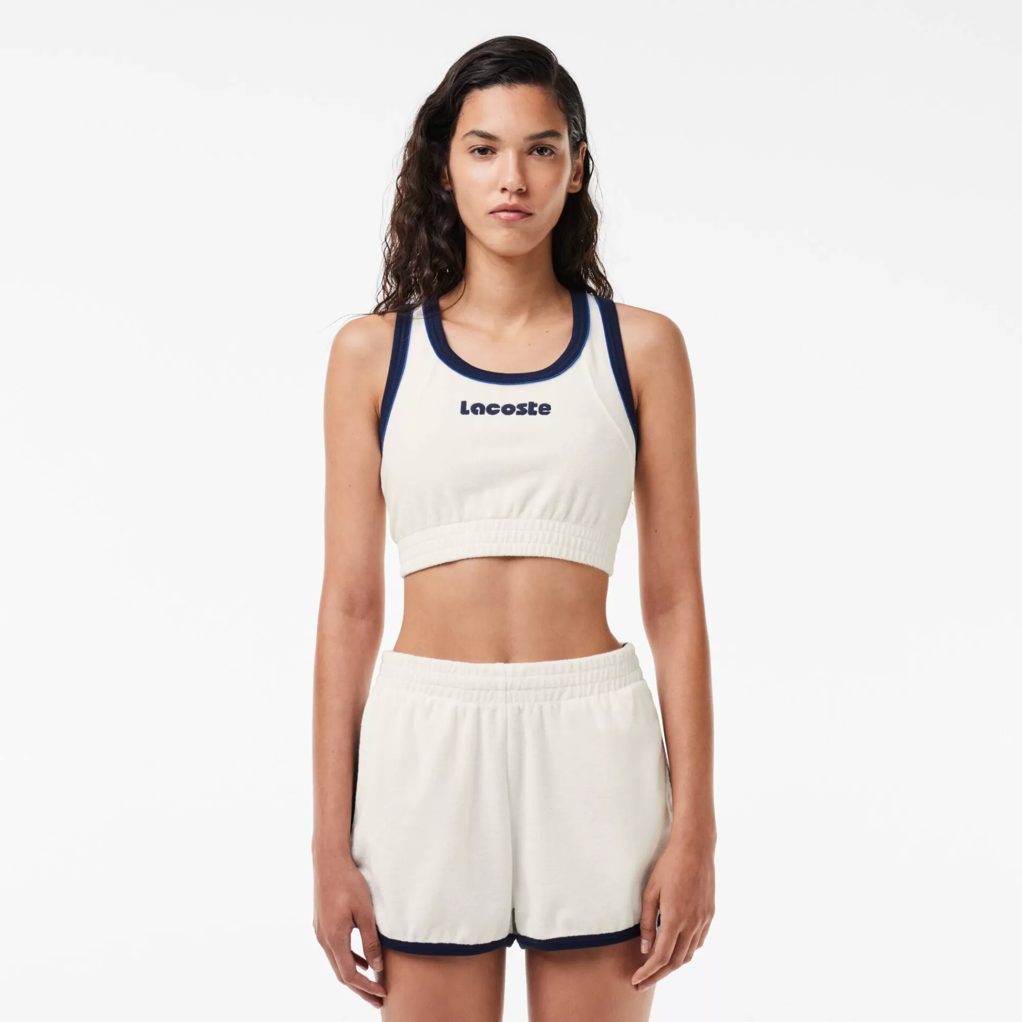 MULHER LACOSTE T-Shirts^Bralette de Algodão Terry com Logo Bordado