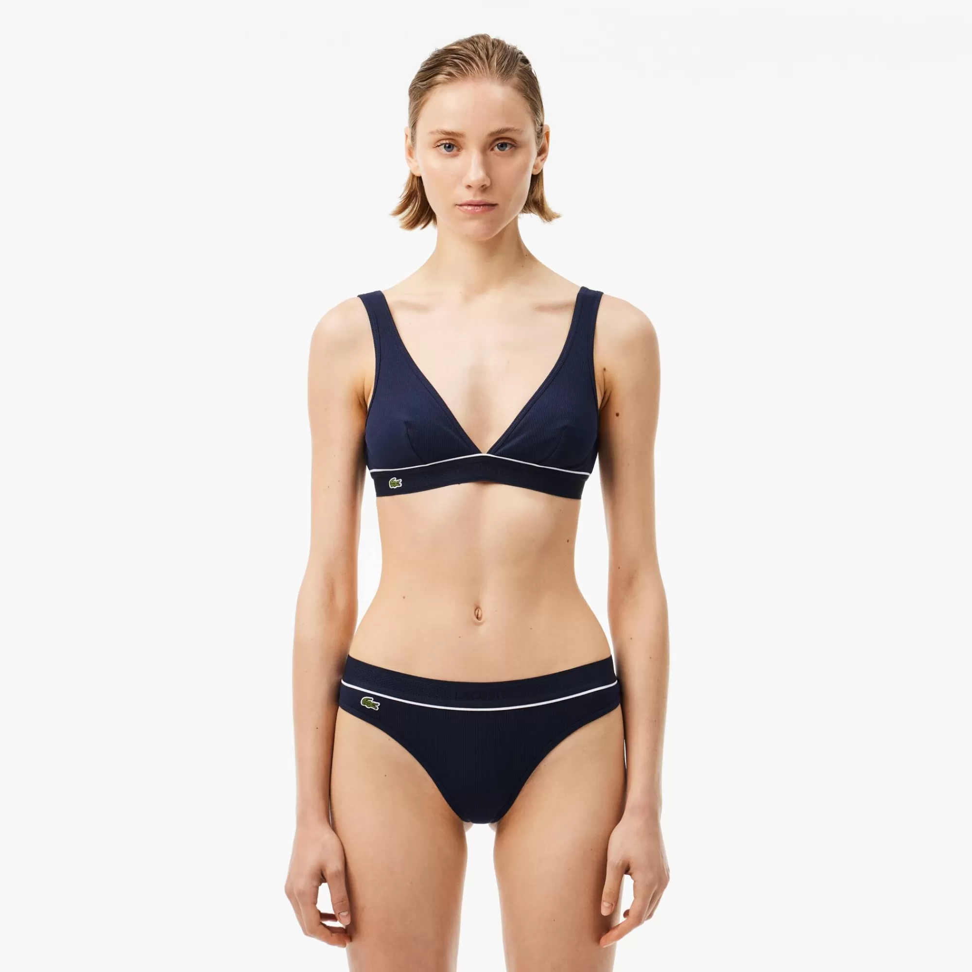 MULHER LACOSTE Roupa Interior E Roupa De Casa | Roupa Interior^Bralette triangular de algodão canelado