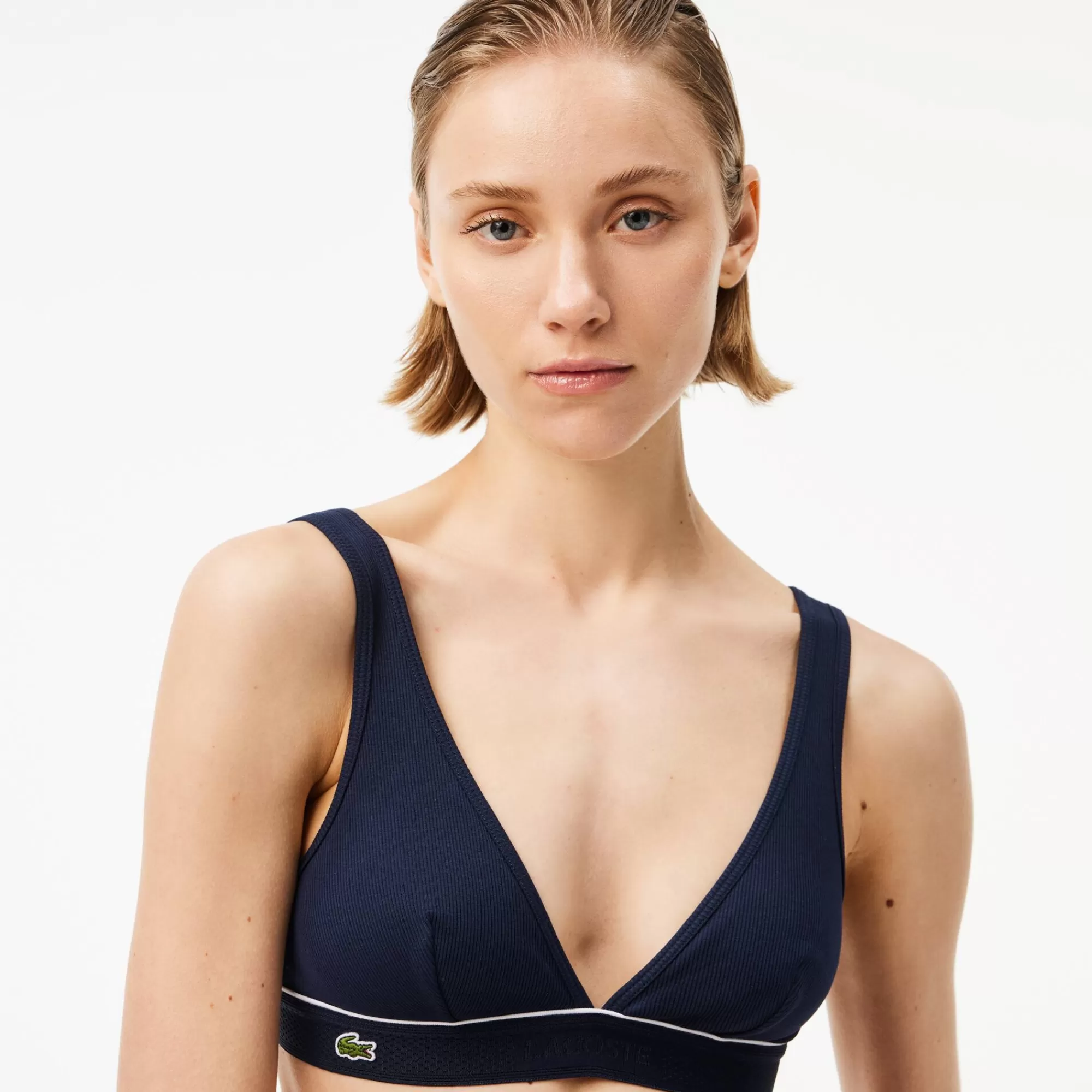 MULHER LACOSTE Roupa Interior E Roupa De Casa | Roupa Interior^Bralette triangular de algodão canelado