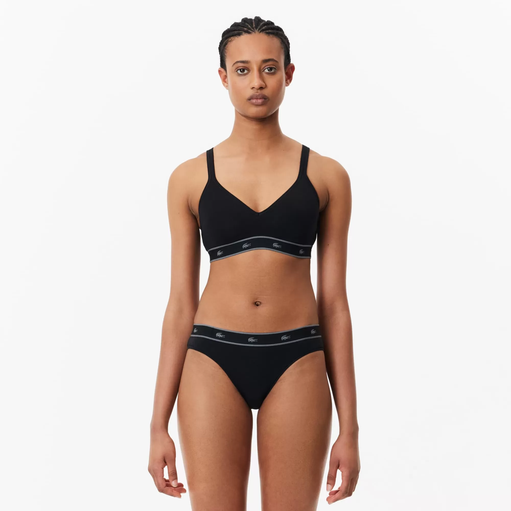 MULHER LACOSTE Roupa Interior E Roupa De Casa | Roupa Interior^Bralette Triangular Elástico em Algodão Acolchoado