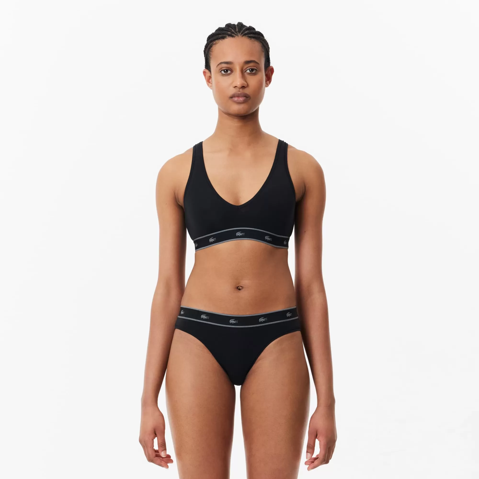 MULHER LACOSTE Roupa Interior E Roupa De Casa | Roupa Interior^Bralette Triangular em Algodão Elástico