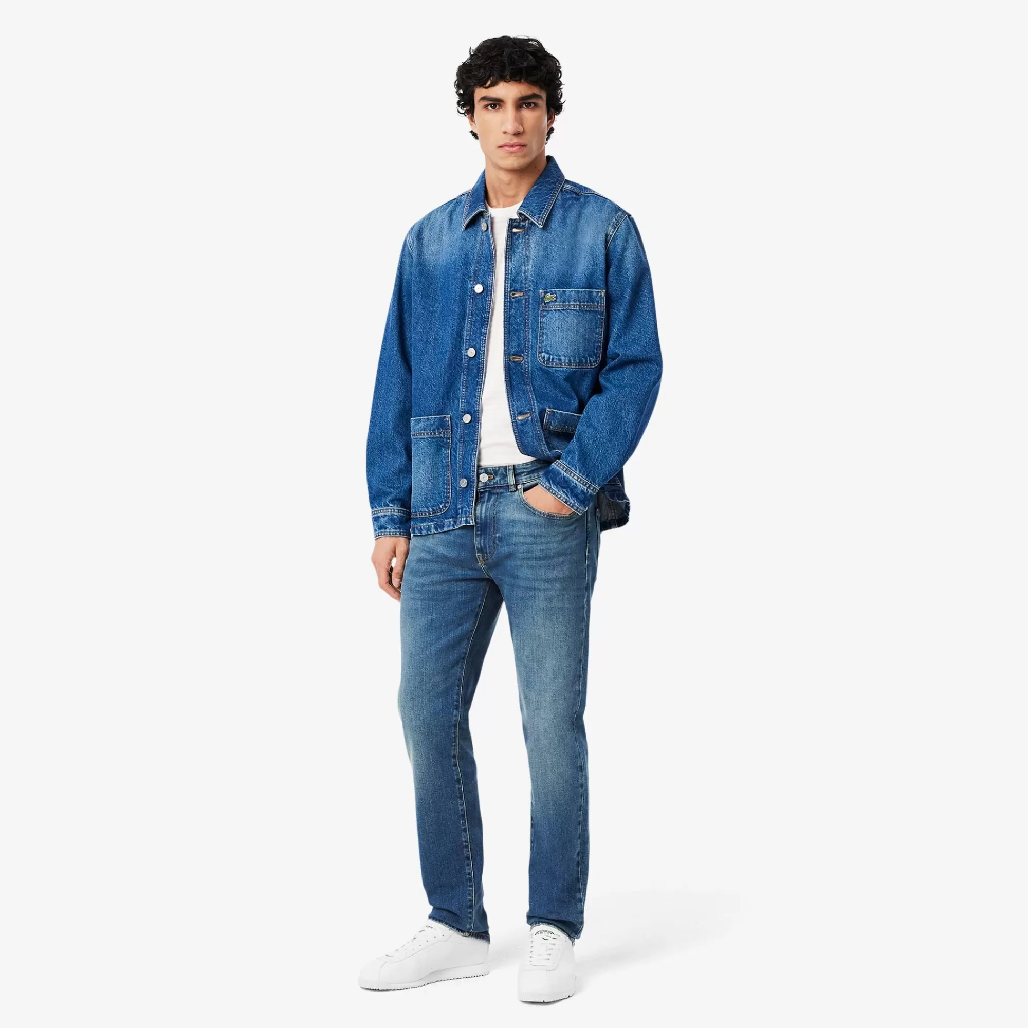 LACOSTE Calças & Calções^Calças de Ganga Índigo com 5 Bolsos Slim Fit