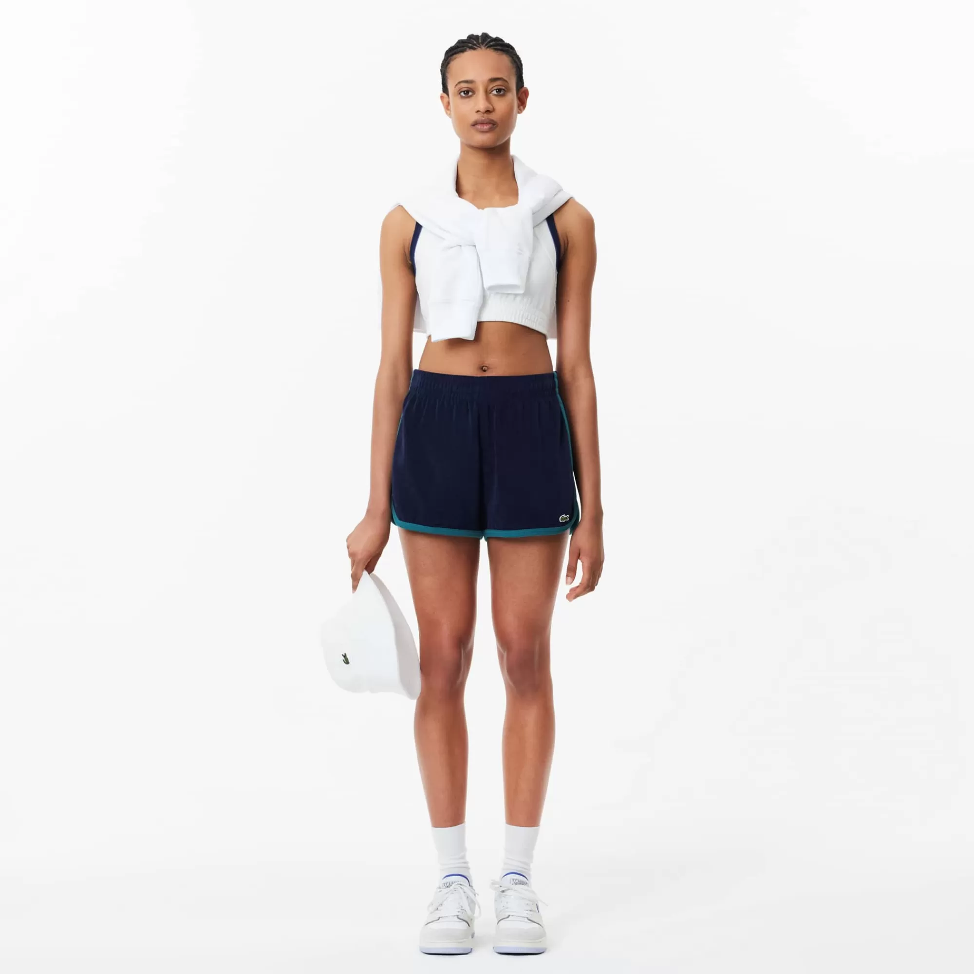 MULHER LACOSTE Calças & Calções^Calções de Algodão Terry com Pormenores em Contraste