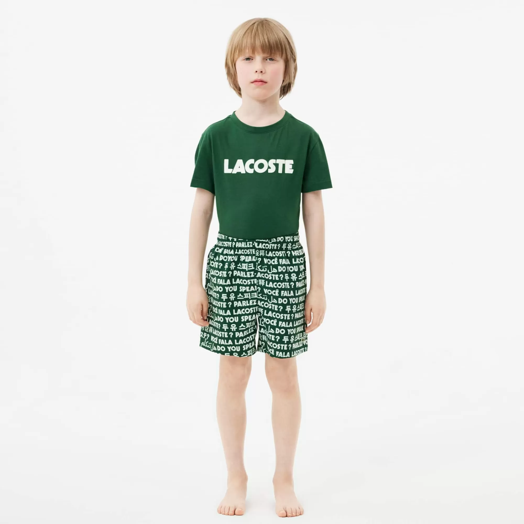 Crianças LACOSTE Moda Menino | Moda Menino^Calções de Banho de Tafetá com Estampado