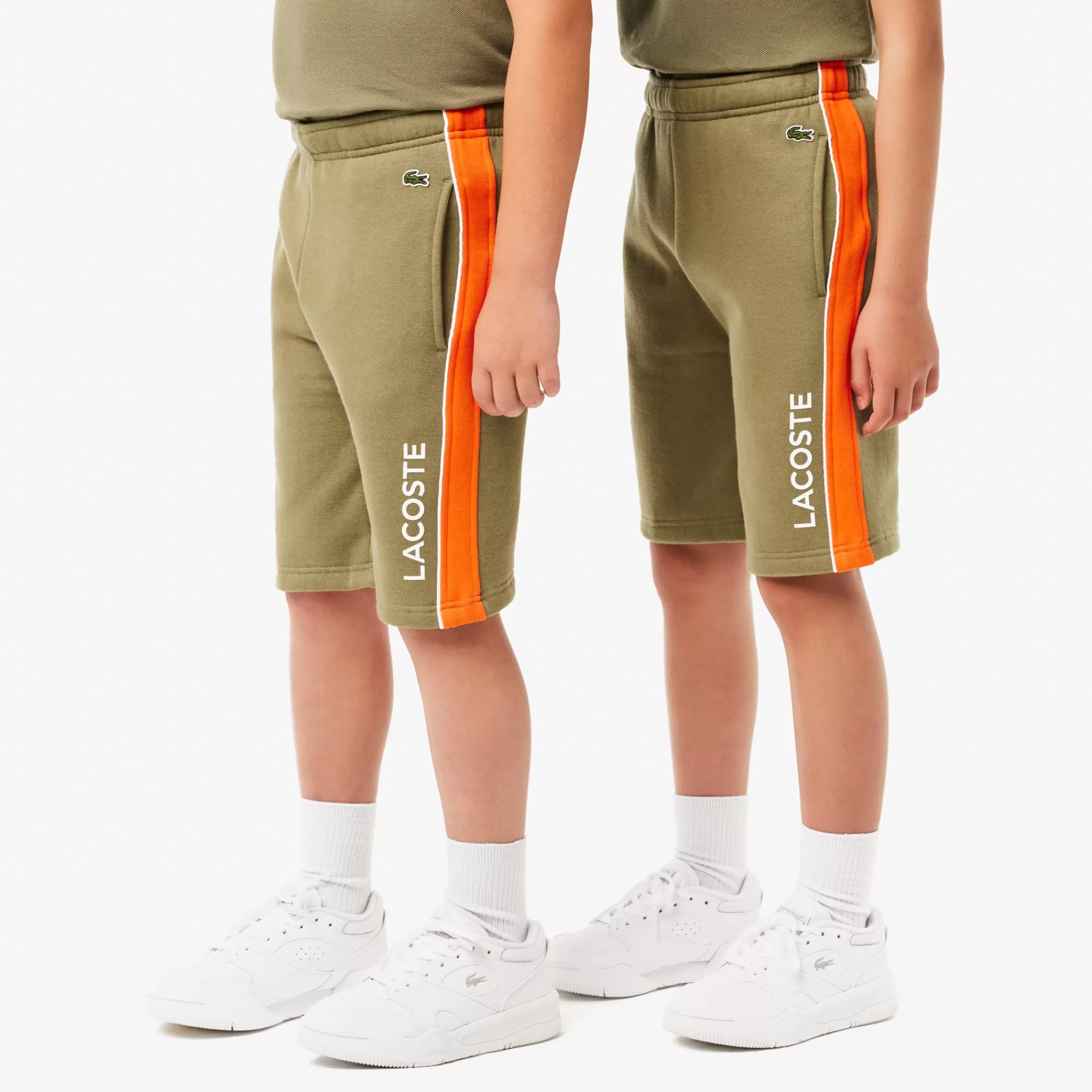 Crianças LACOSTE Moda Menina | Moda Menino^Calções de Felpa com Listra em Contraste