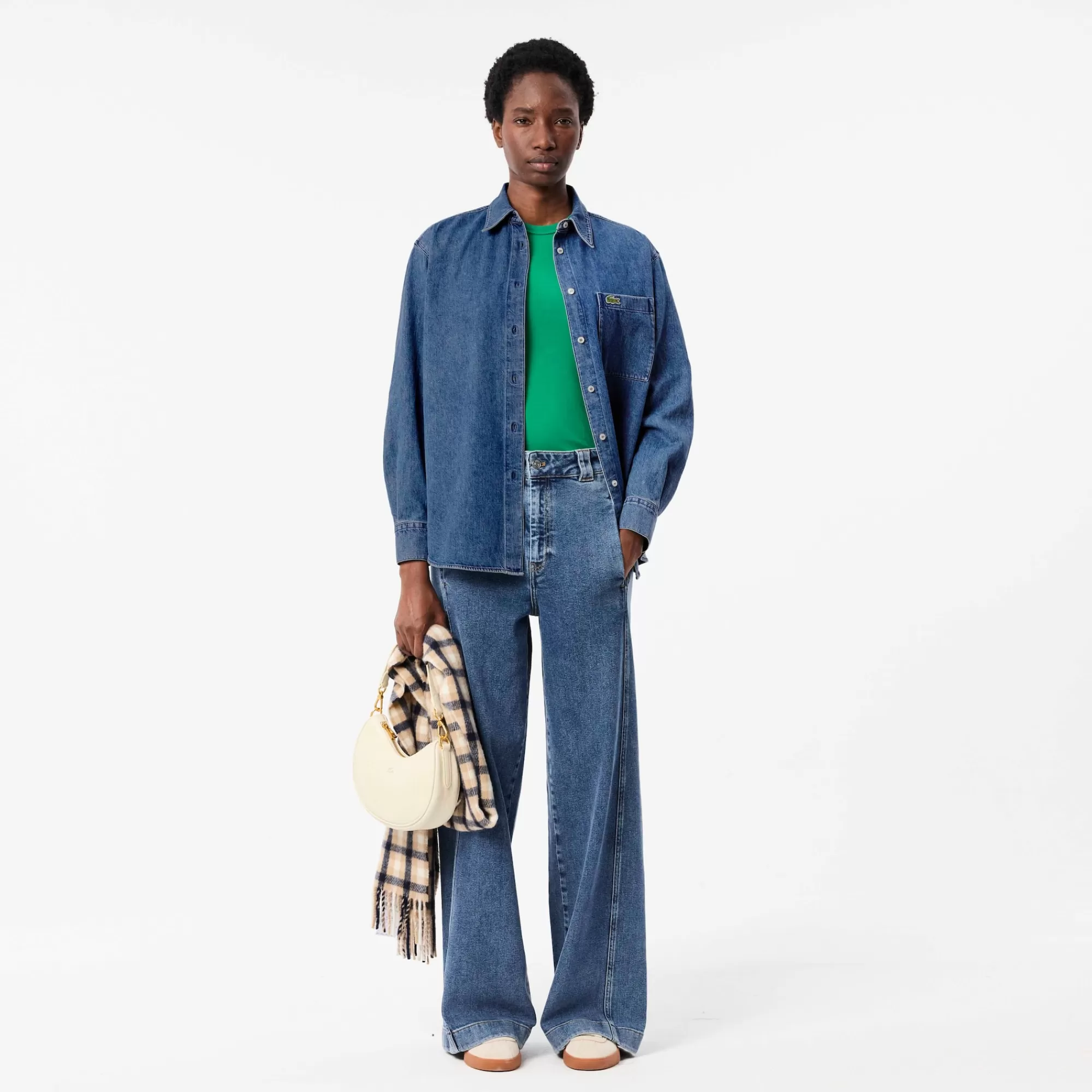 MULHER LACOSTE Camisas & Tops^Camisa de Ganga Oversize com Bolso no Peito