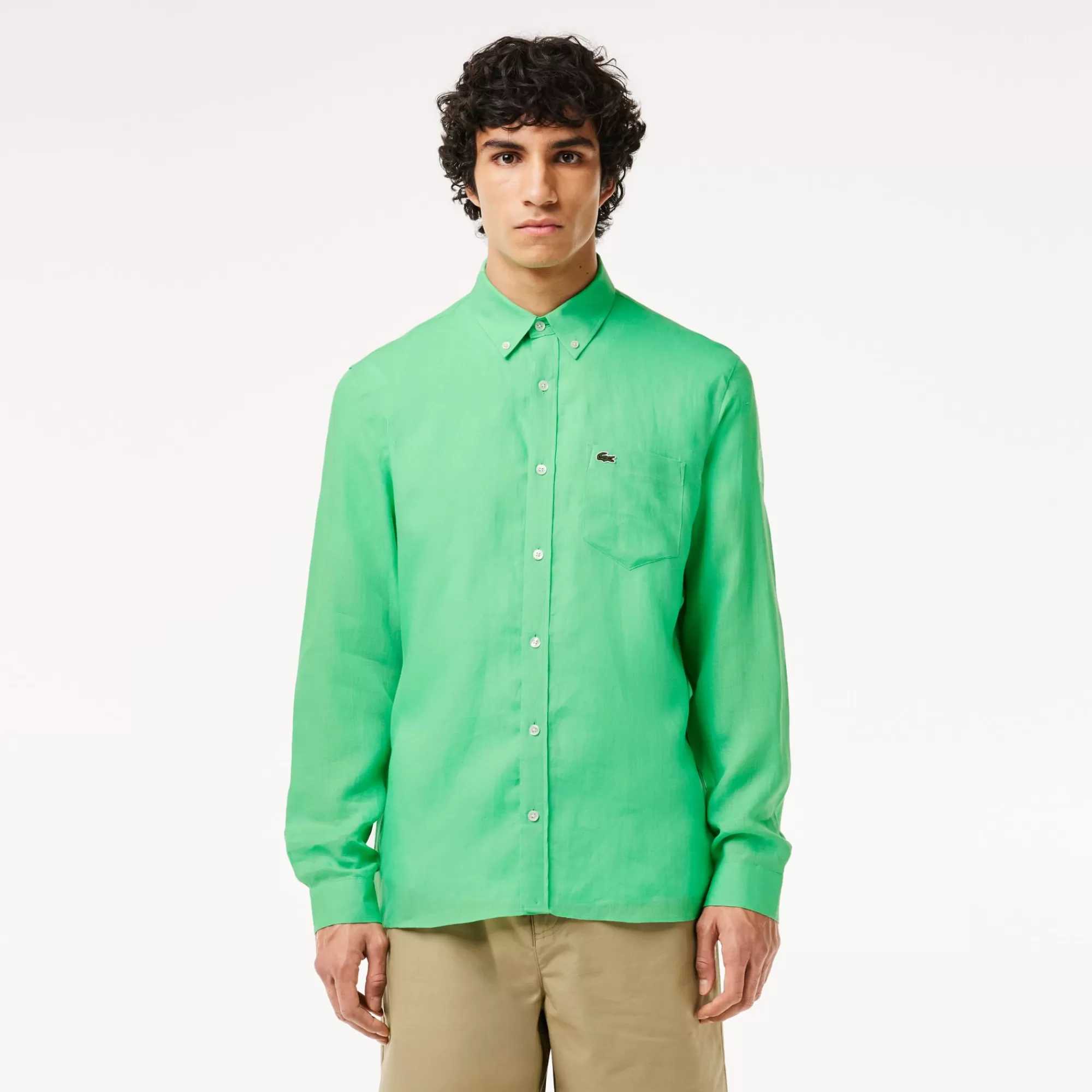 LACOSTE Camisas^Camisa de Linho Regular Fit