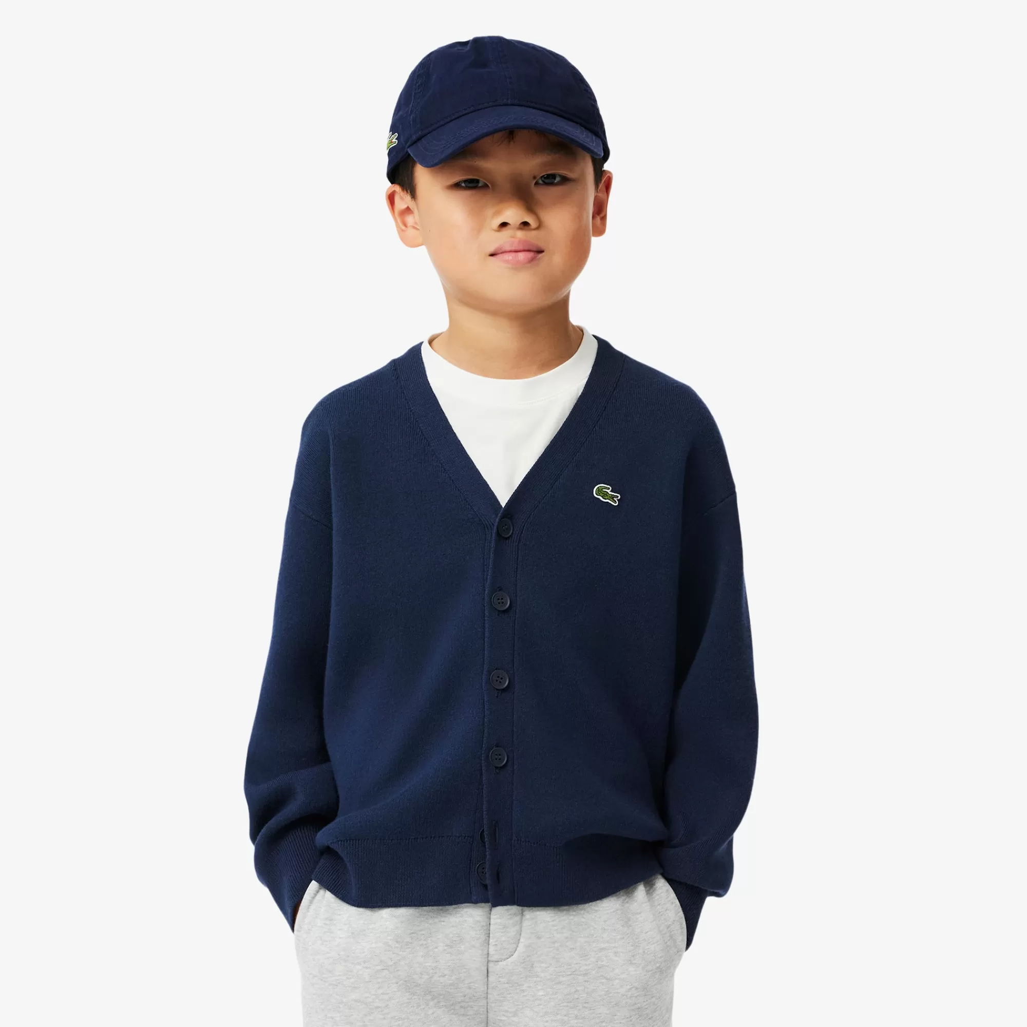 Crianças LACOSTE Moda Menino | Moda Menino^Casaco Algodão e Lã com Decote em V