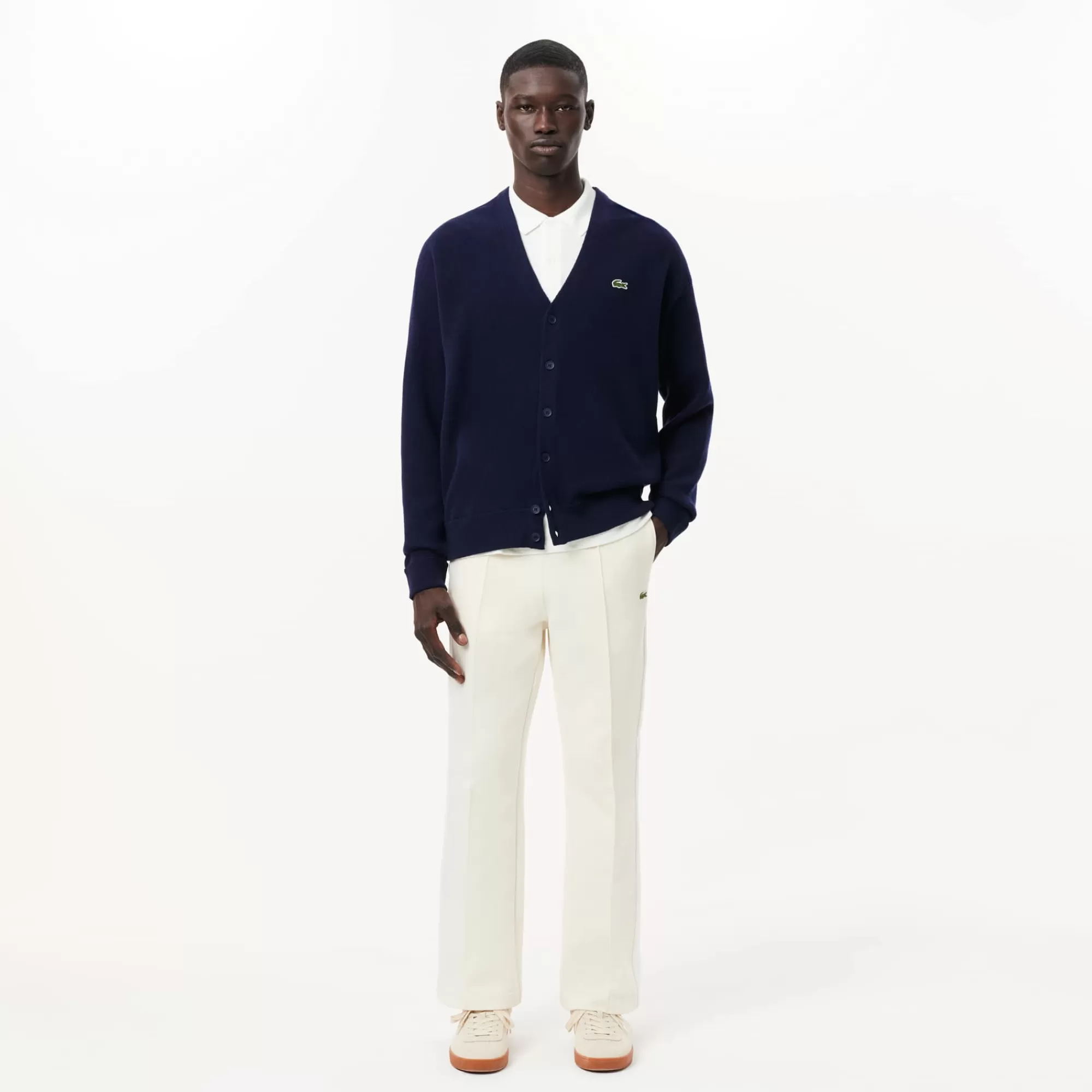 LACOSTE Malhas^Casaco de Lã Canelada Relaxed Fit