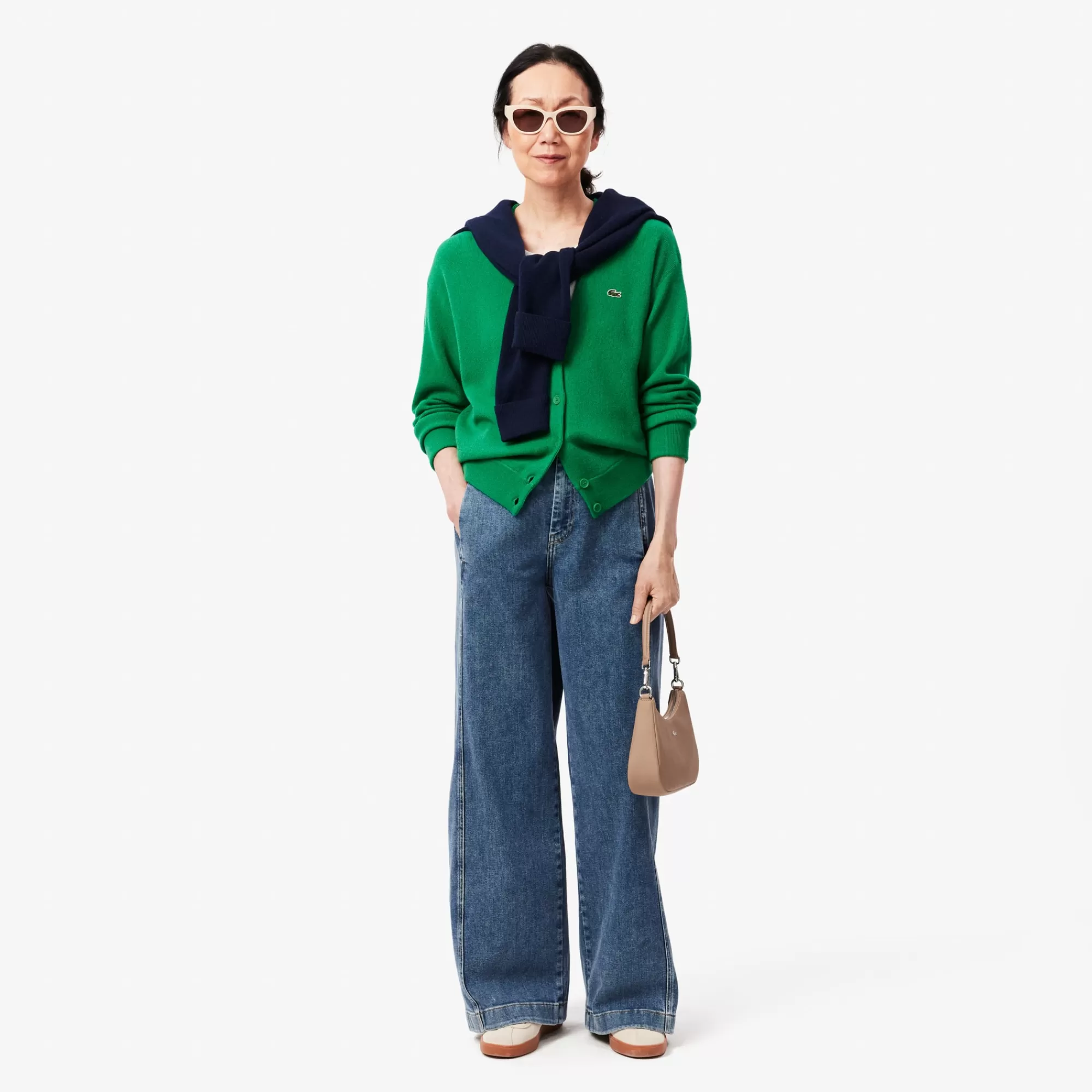 MULHER LACOSTE Malhas^Casaco de Lã com Decote em V Relaxed Fit