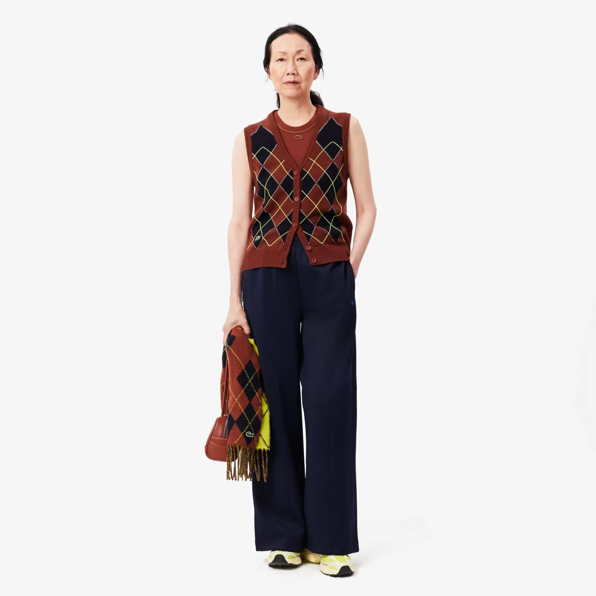 MULHER LACOSTE Malhas^Colete de Malha Jacquard Intarsia