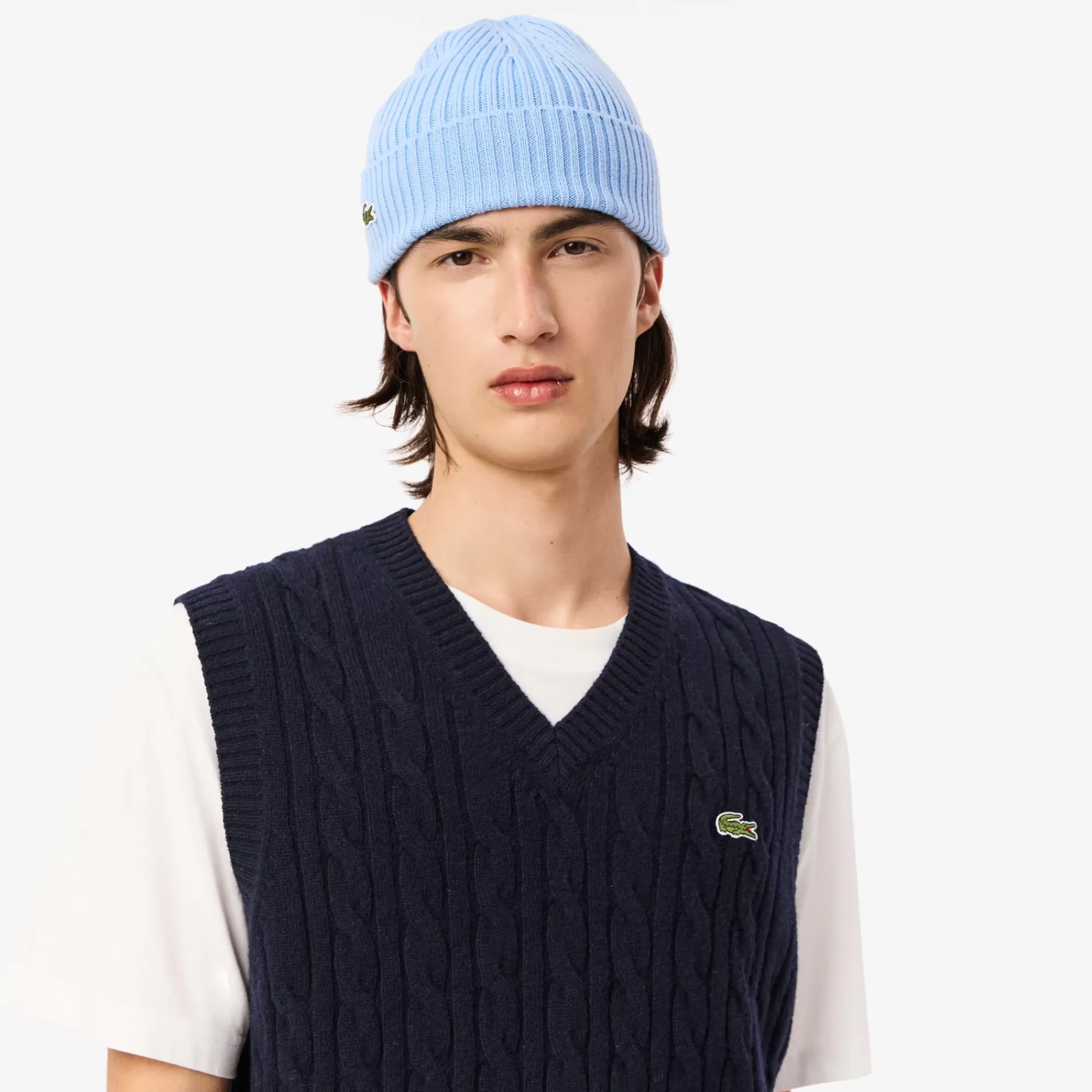 LACOSTE Malhas^Colete tipo Sweater de Malha em Lã Cardada