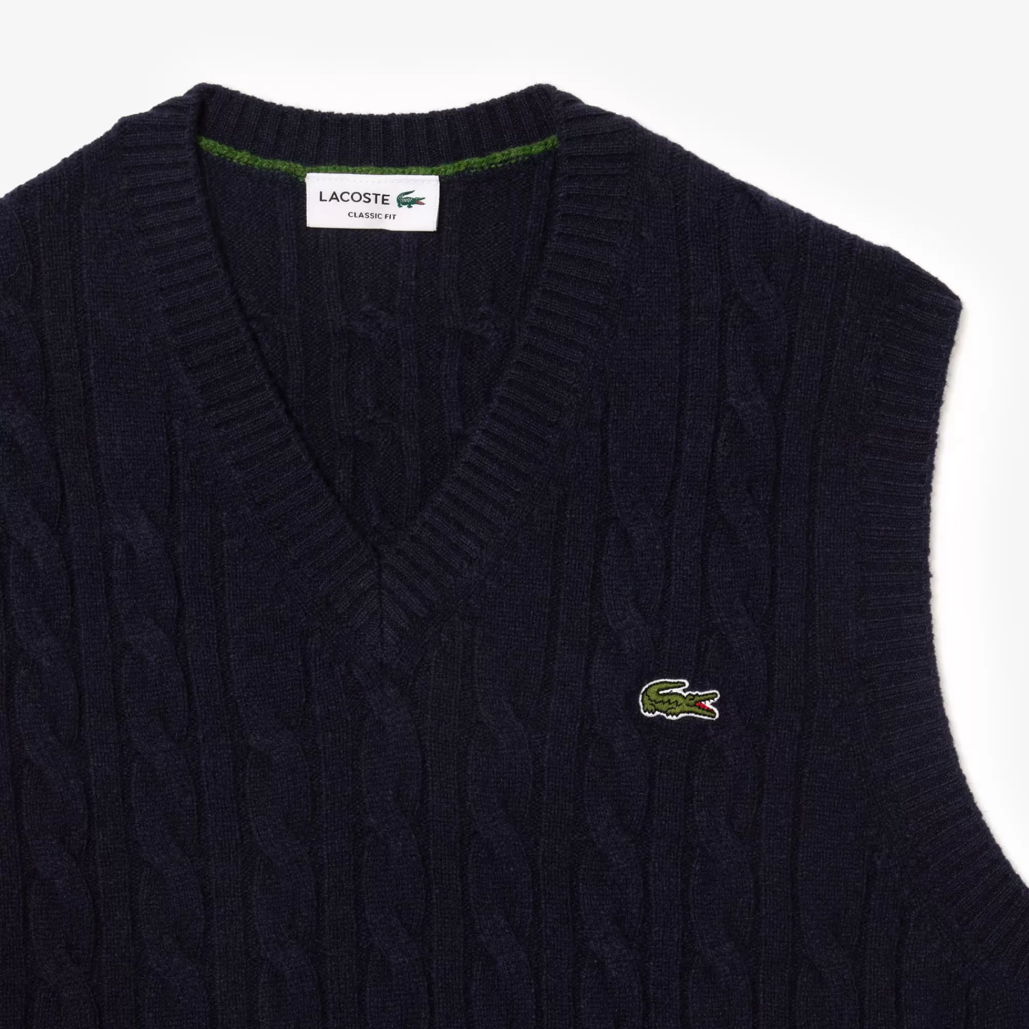 LACOSTE Malhas^Colete tipo Sweater de Malha em Lã Cardada