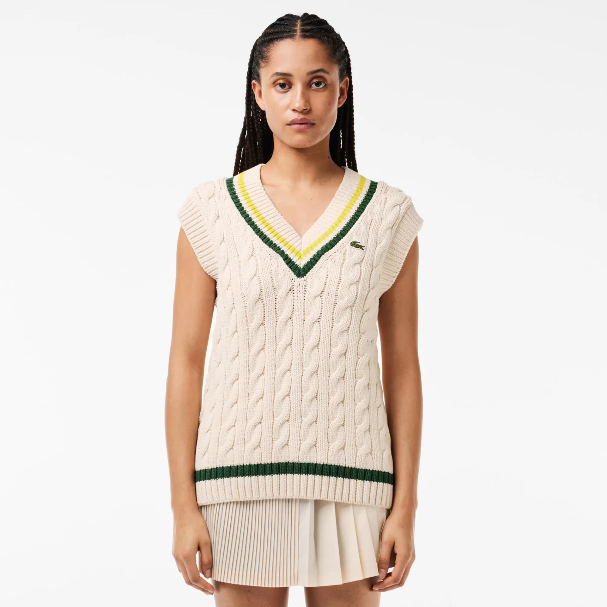 MULHER LACOSTE Malhas^Colete tipo Sweater em Malha e com Decote em V