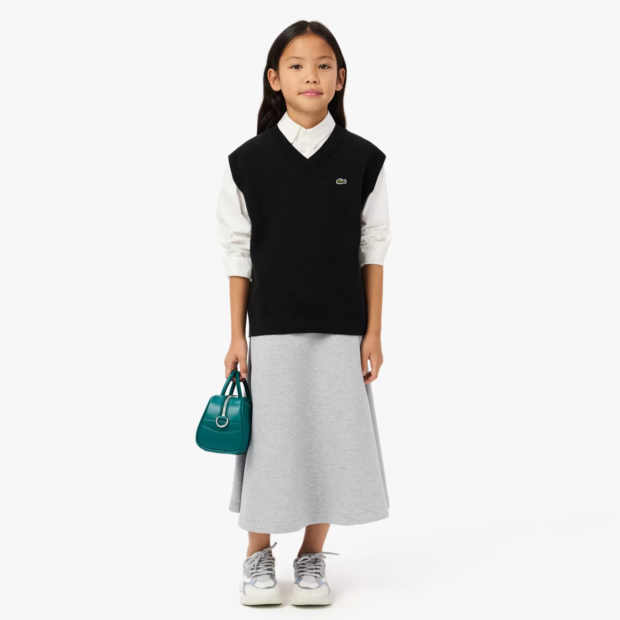 Crianças LACOSTE Moda Menina | Moda Menino^Colete tipo Sweater Interlock de Algodão e Lã