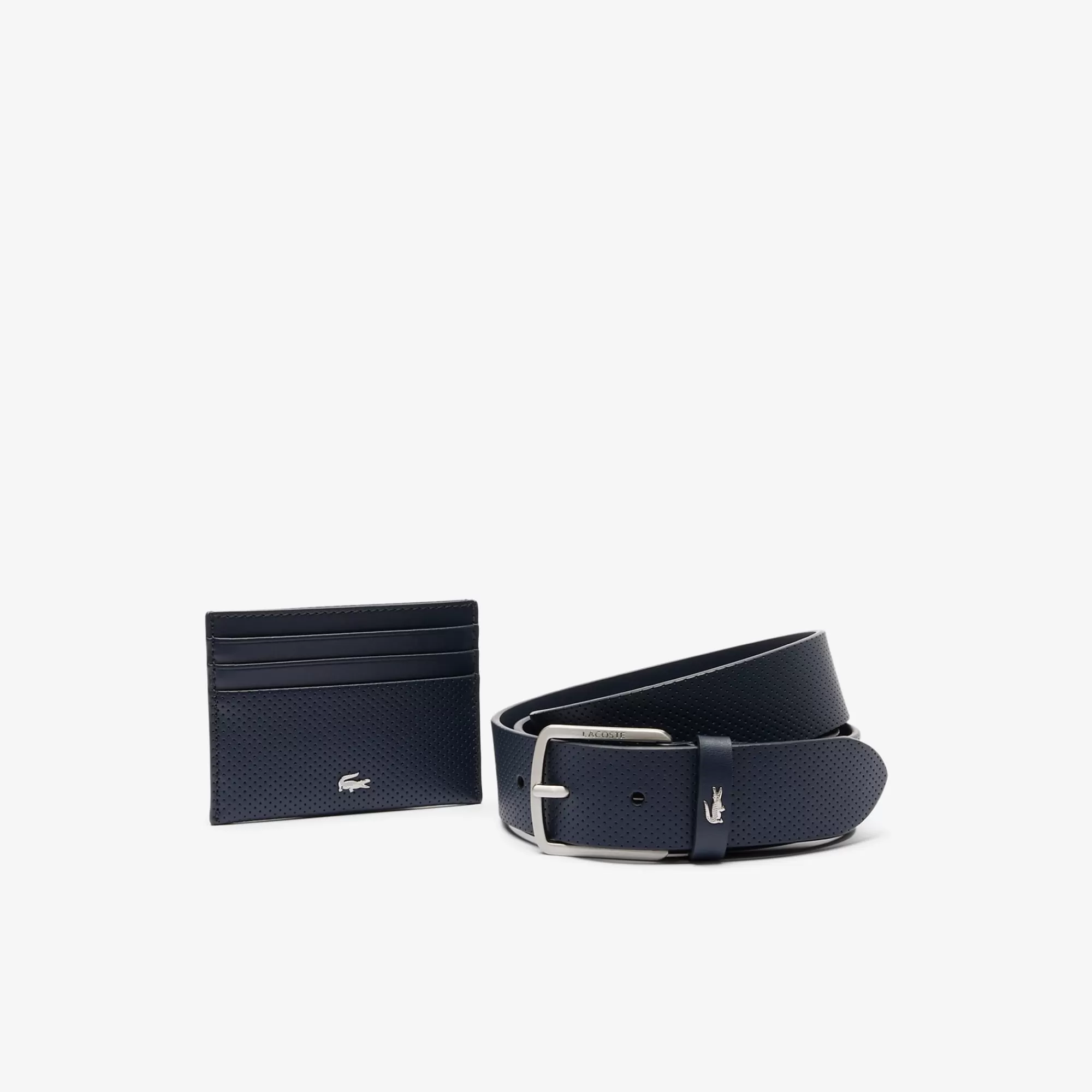 LACOSTE Cintos^Conjunto de oferta de cinto em pele/Porta-cartões