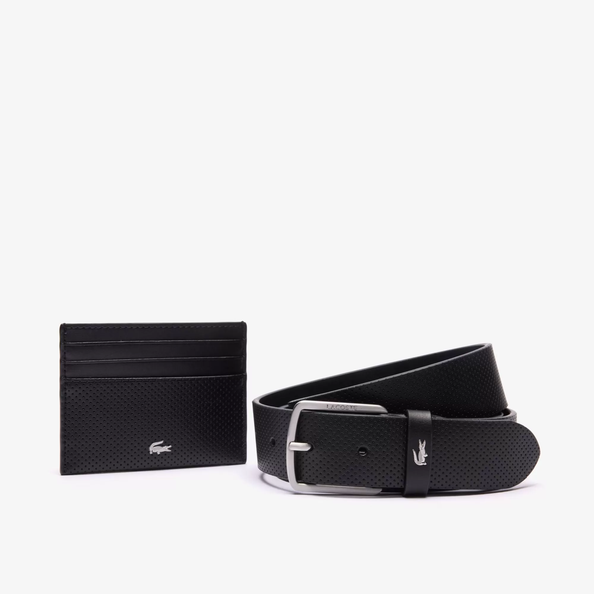 LACOSTE Cintos^Conjunto de oferta de cinto em pele/Porta-cartões