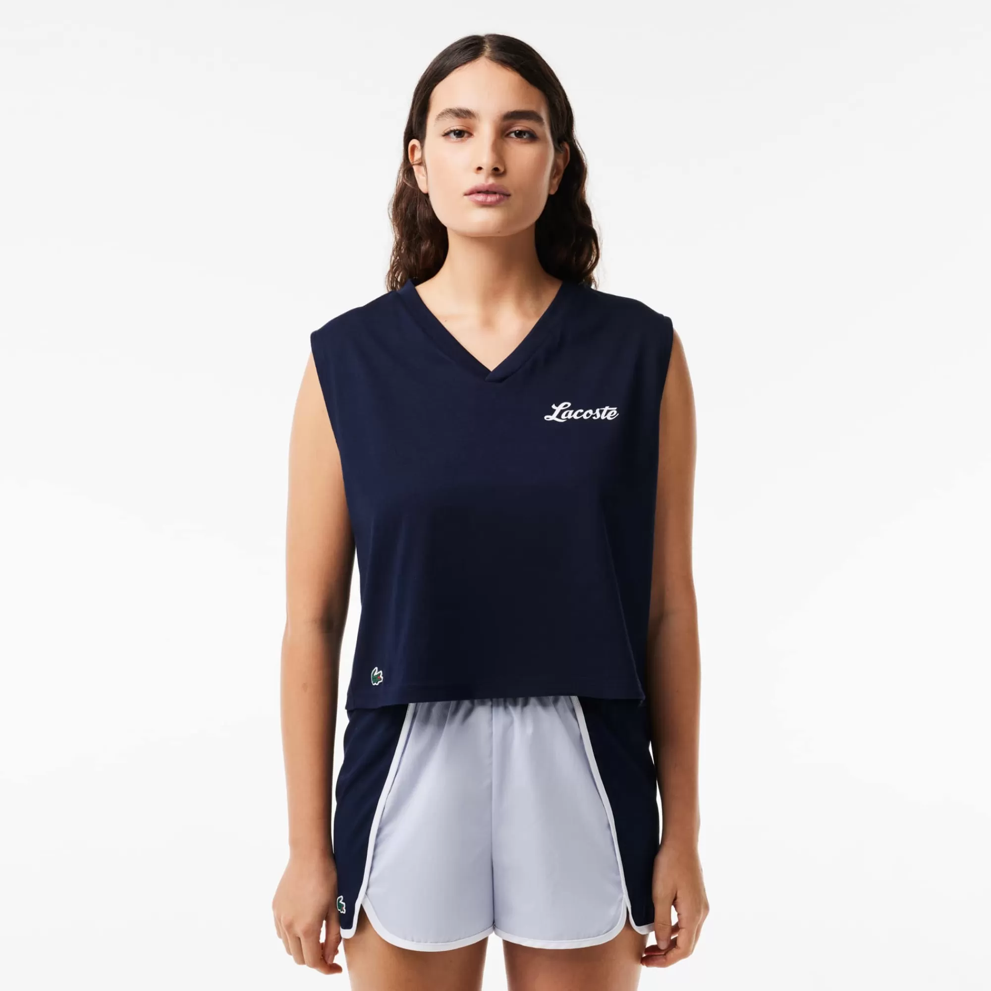 MULHER LACOSTE Ginásio & Treino | Roupa Deportiva Mulher^Crop Top Desportivao de Algodão com Tecnologia Ultra-Dry