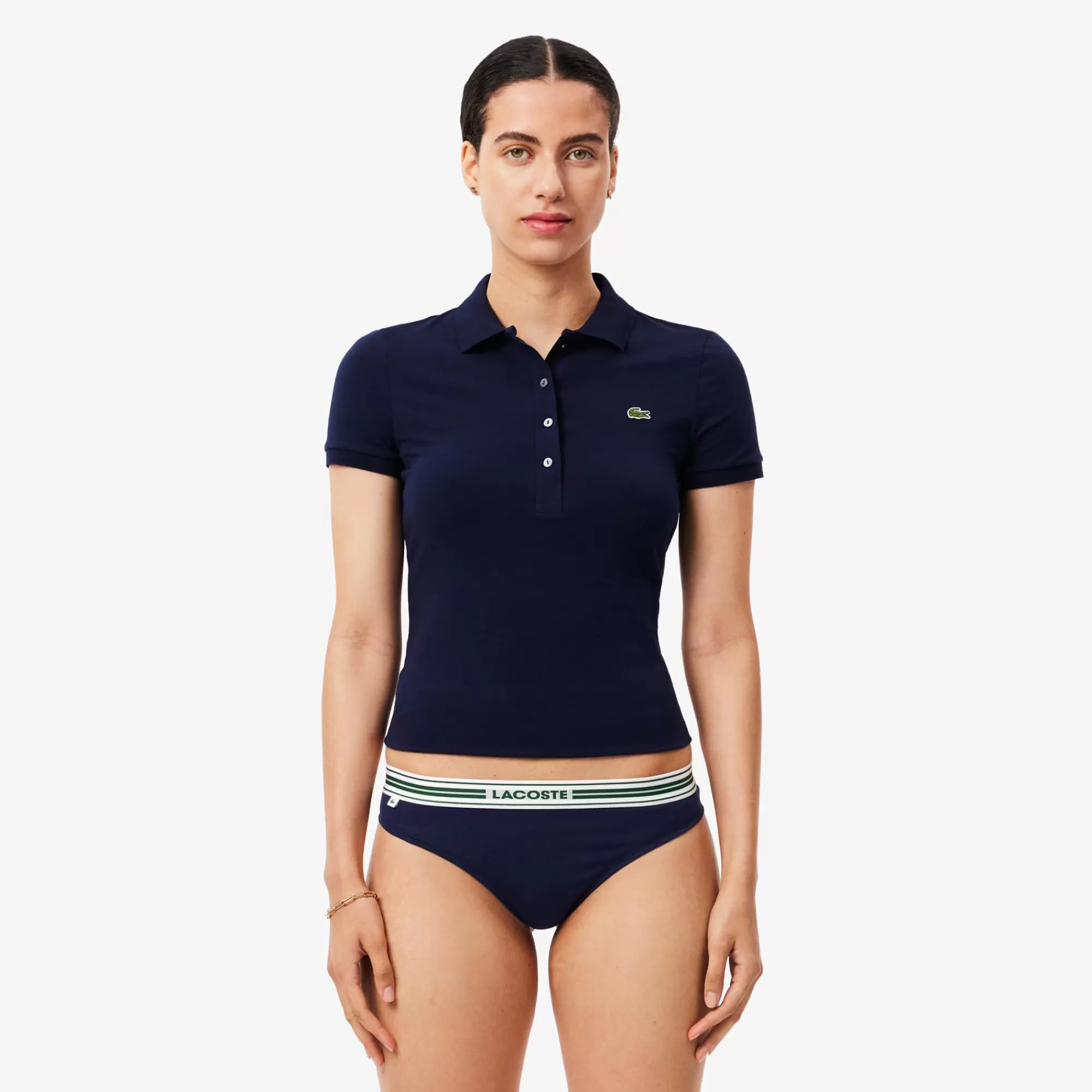 MULHER LACOSTE Roupa Interior E Roupa De Casa | Roupa Interior^Cuecas String de Algodão Elástico