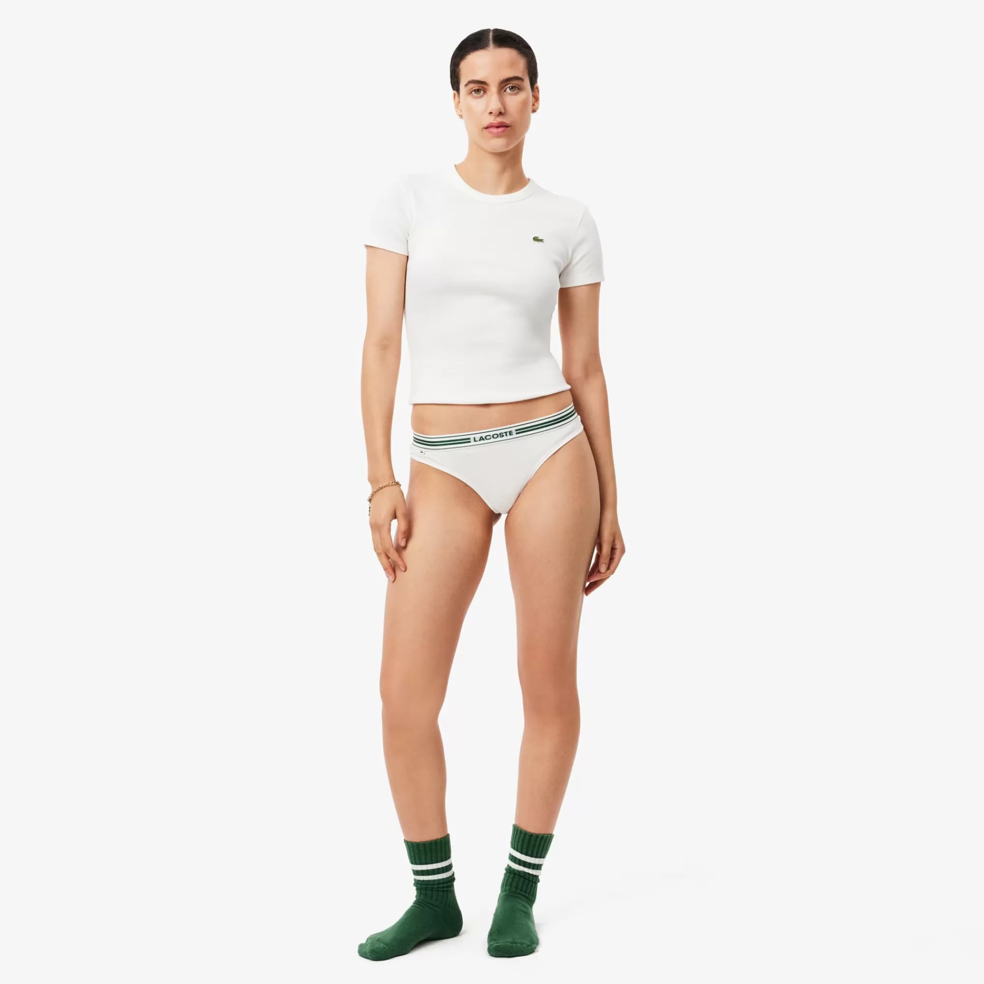 MULHER LACOSTE Roupa Interior E Roupa De Casa | Roupa Interior^Cuecas String de Algodão Elástico