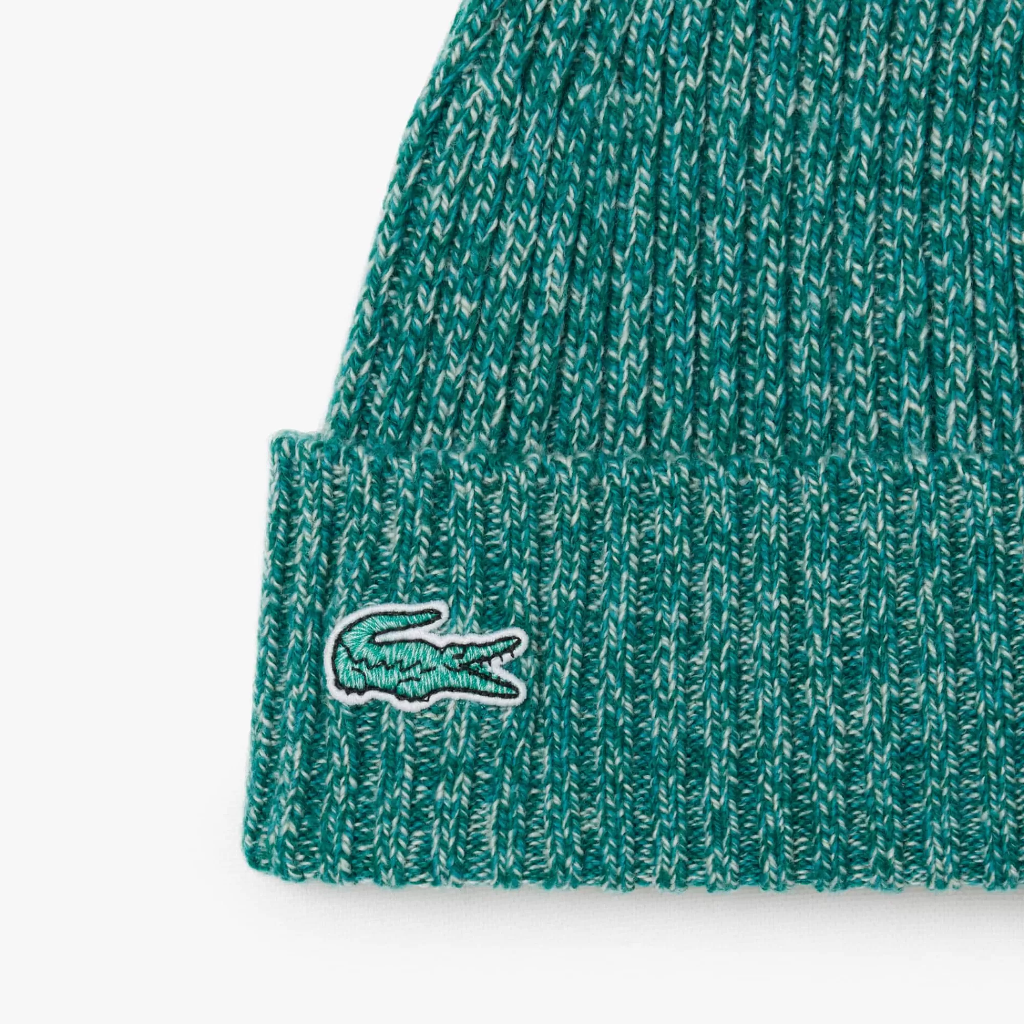 MULHER LACOSTE Bonés & Chapéus | Luvas & Gorros^Gorro em Malha Canelada de Lã Mercerizada