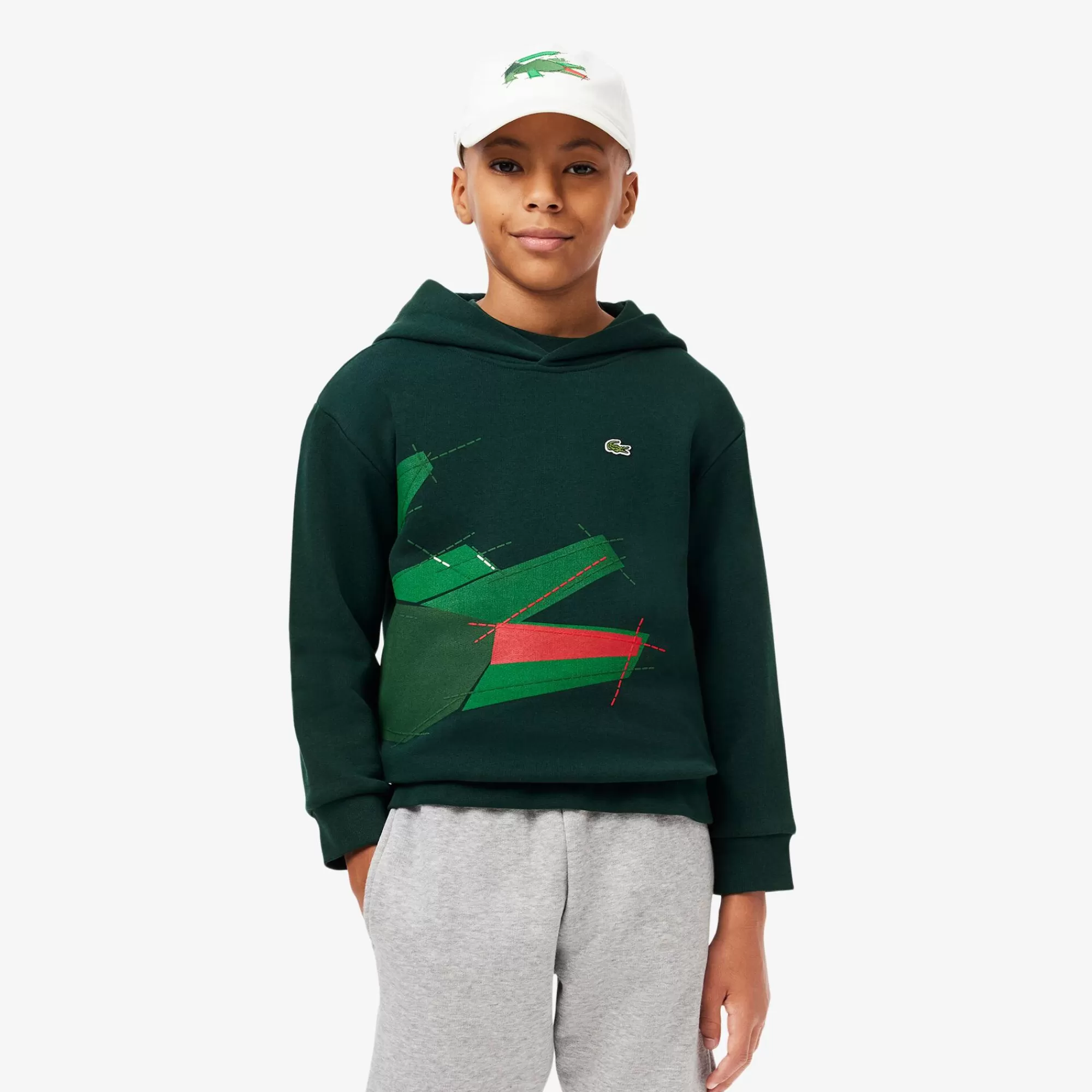 Crianças LACOSTE Moda Menino | Moda Menino^Hoodie com Gráfico de Crocodilo