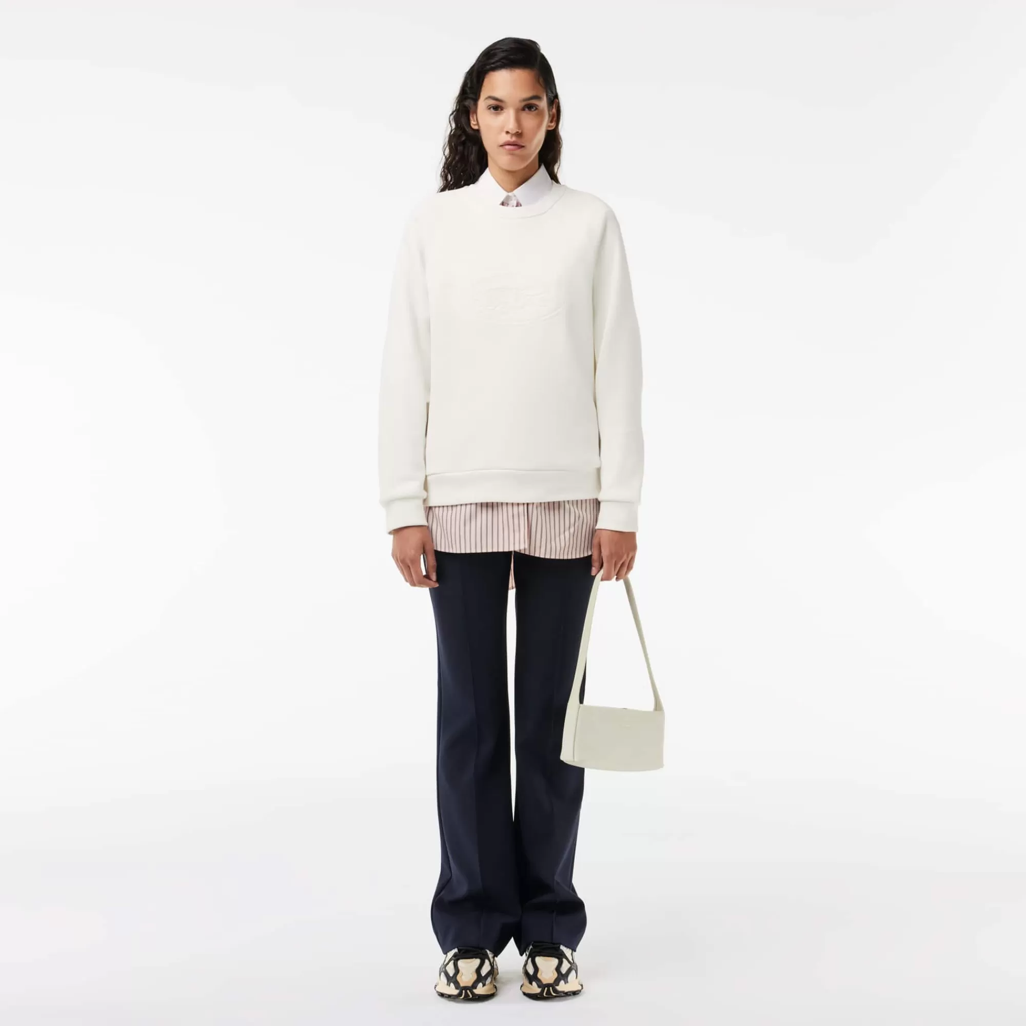 MULHER LACOSTE Sweatshirts^Hoodie em Felpa Bordado Relaxed Fit