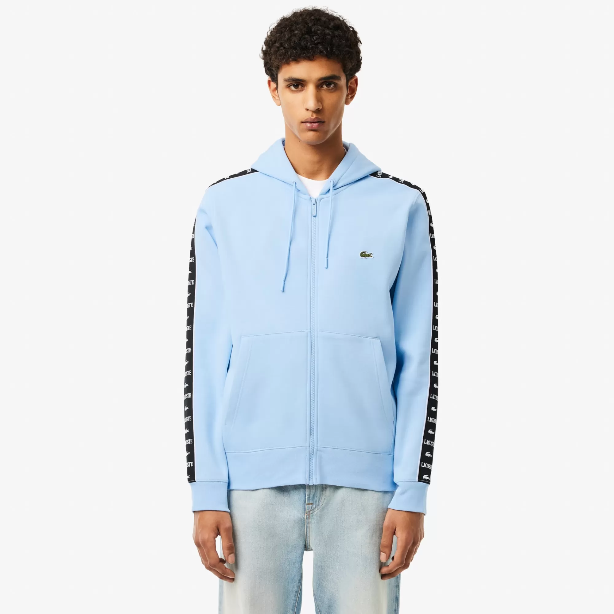 LACOSTE Sweatshirt^Hoodie às Listras e com Logo e Fecho