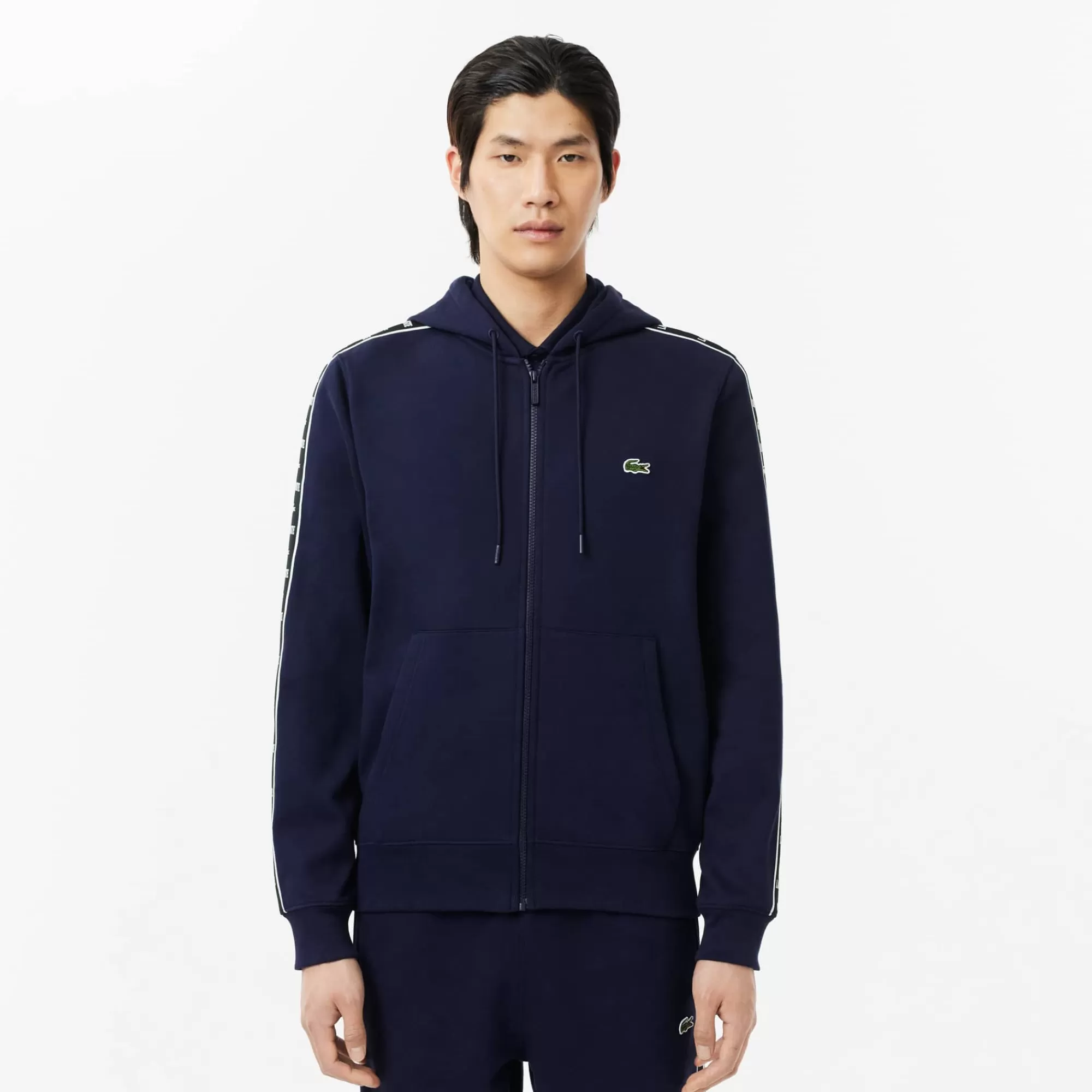 LACOSTE Sweatshirt^Hoodie às Listras e com Logo e Fecho