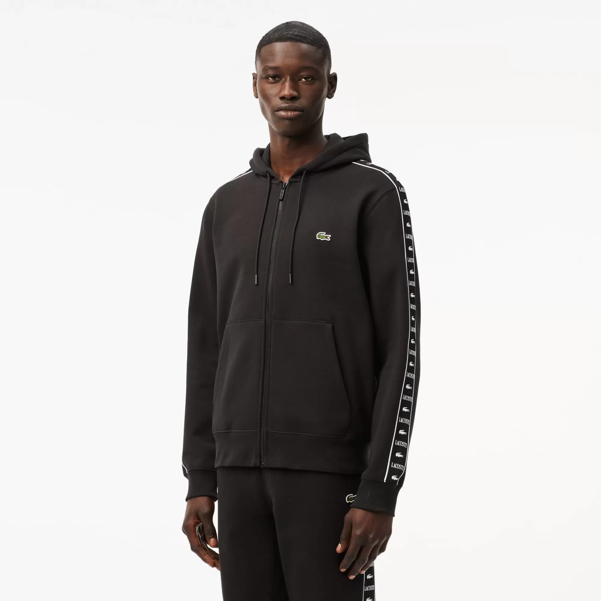 LACOSTE Sweatshirt^Hoodie às Listras e com Logo e Fecho