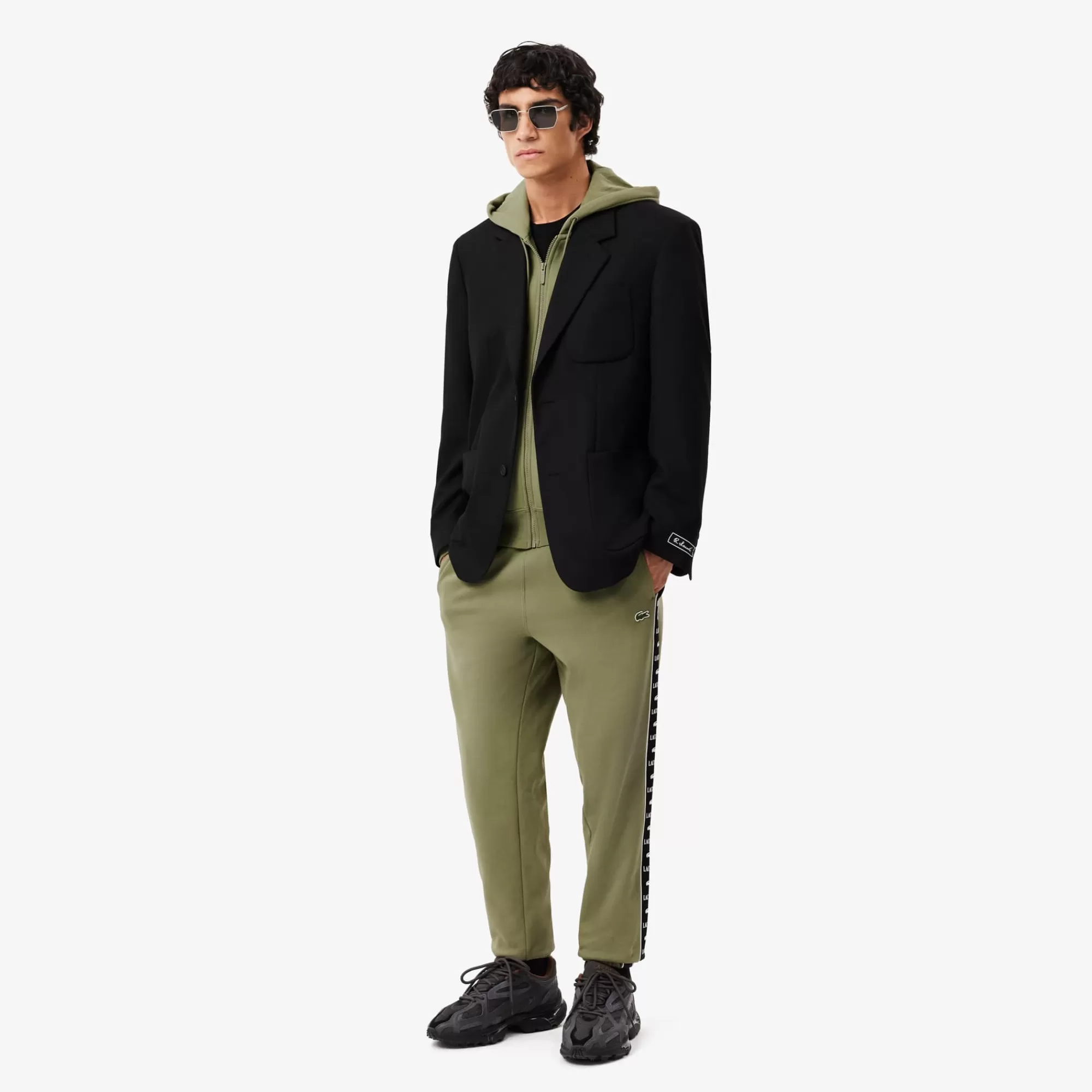 LACOSTE Sweatshirt^Hoodie às Listras e com Logo e Fecho