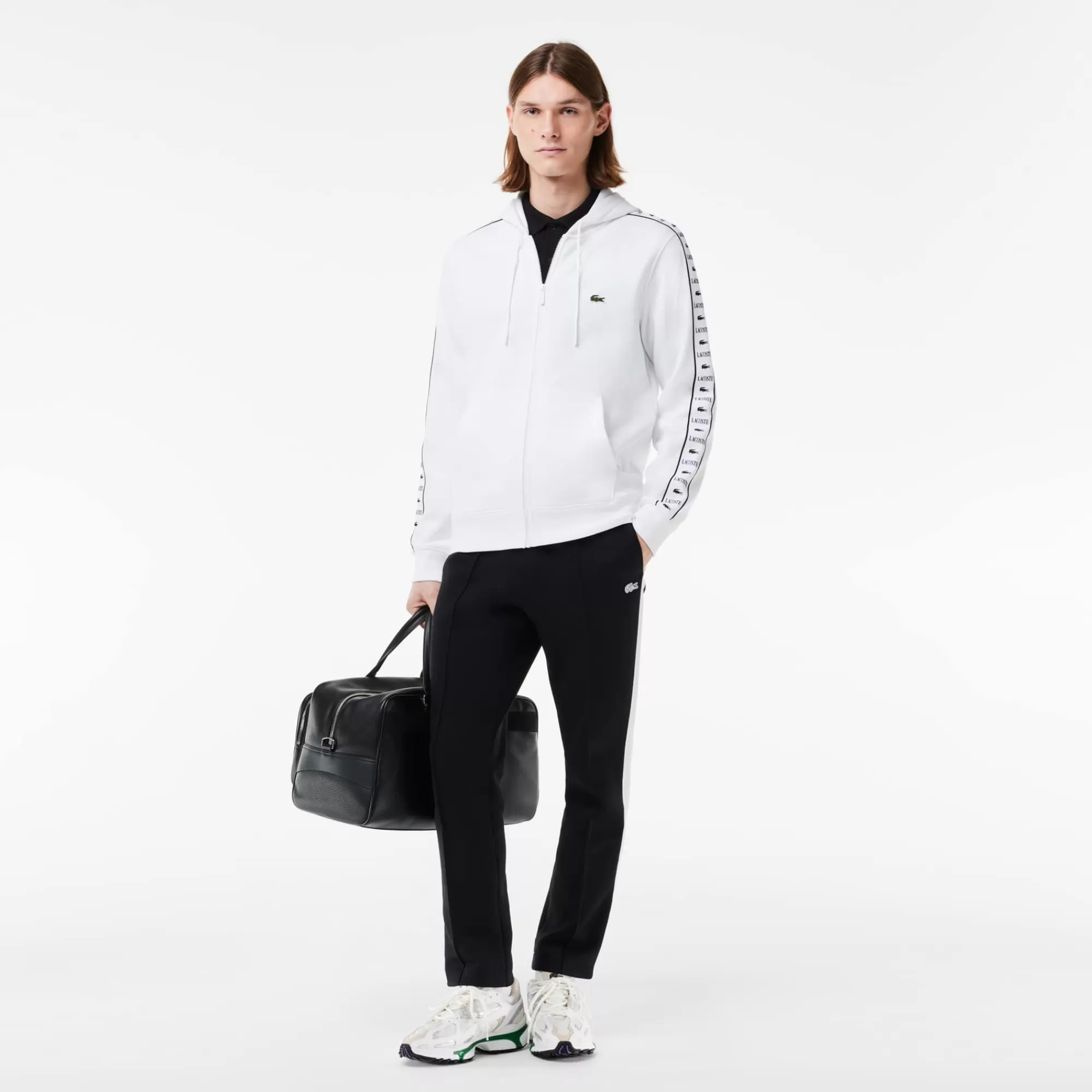 LACOSTE Sweatshirt^Hoodie às Listras e com Logo e Fecho