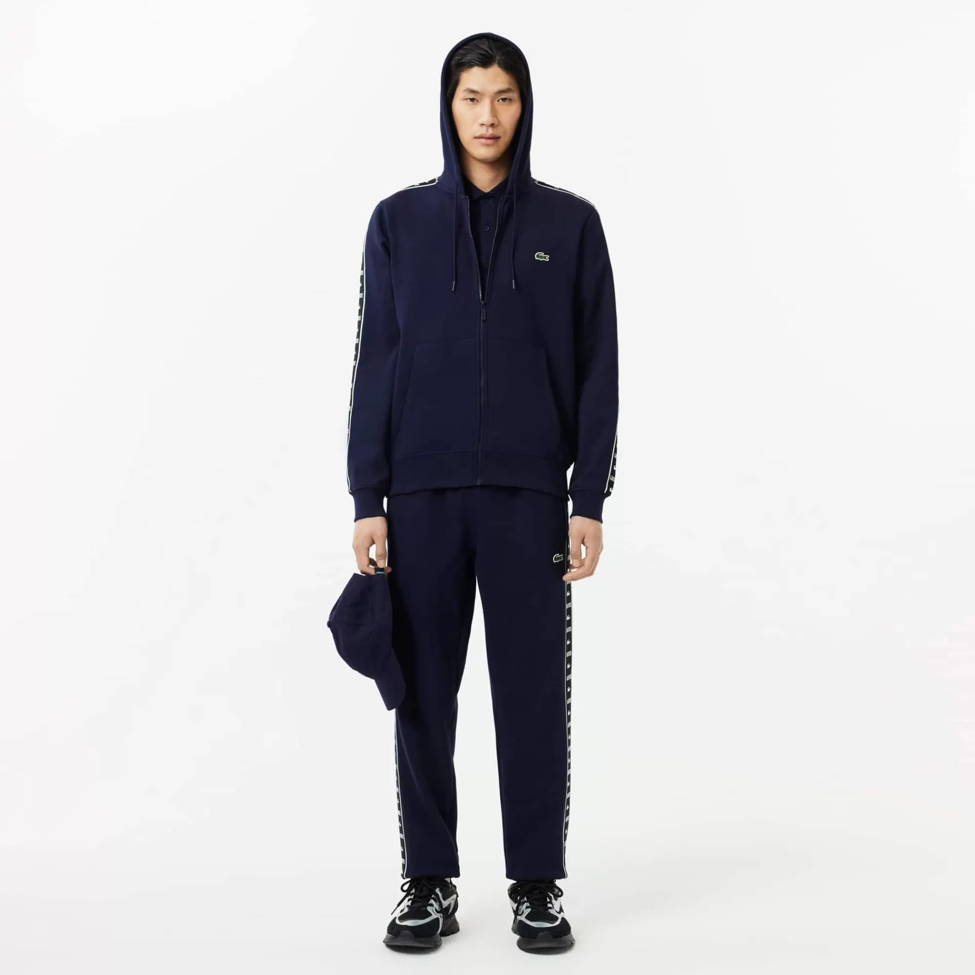 LACOSTE Sweatshirt^Hoodie às Listras e com Logo e Fecho