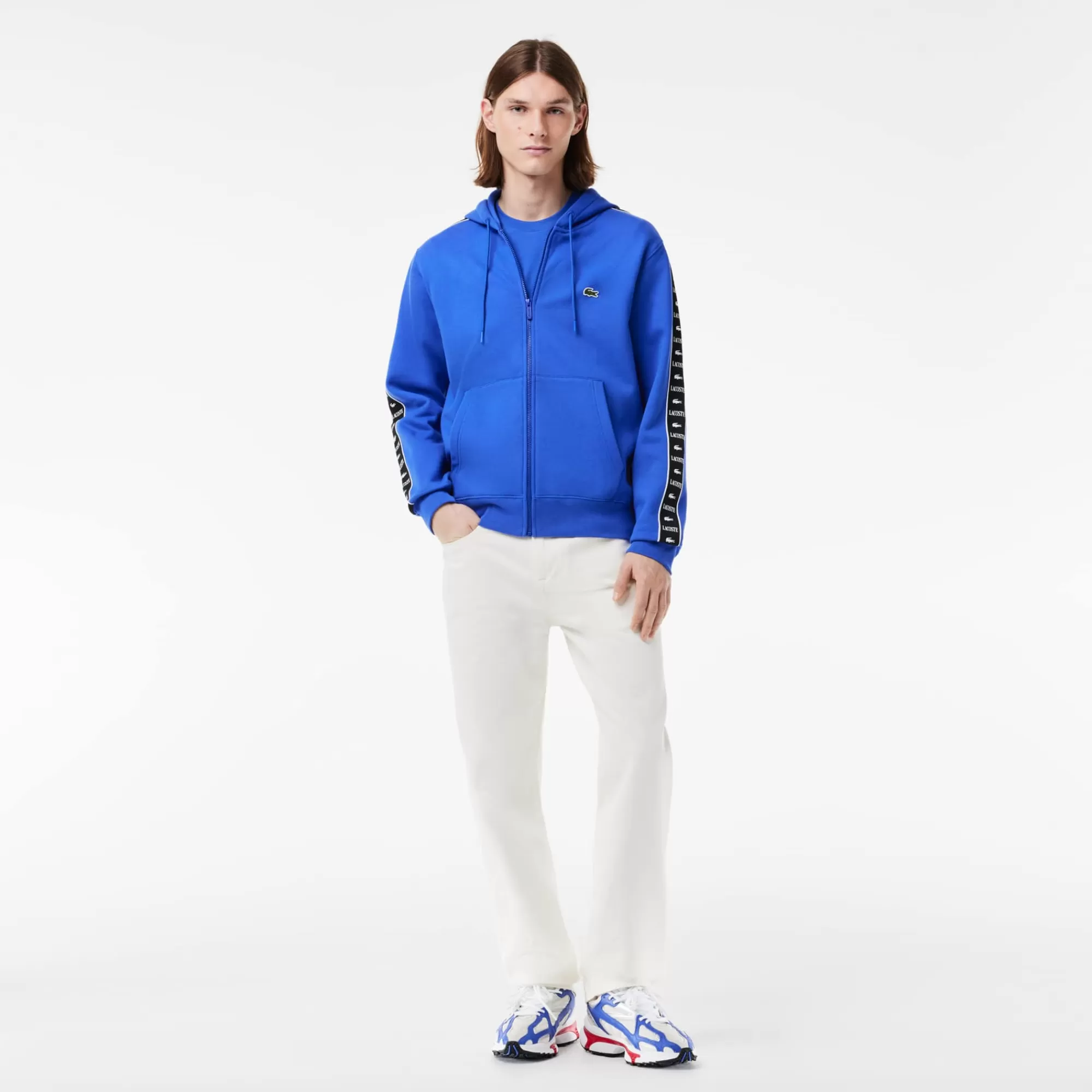 LACOSTE Sweatshirt^Hoodie às Listras e com Logo e Fecho