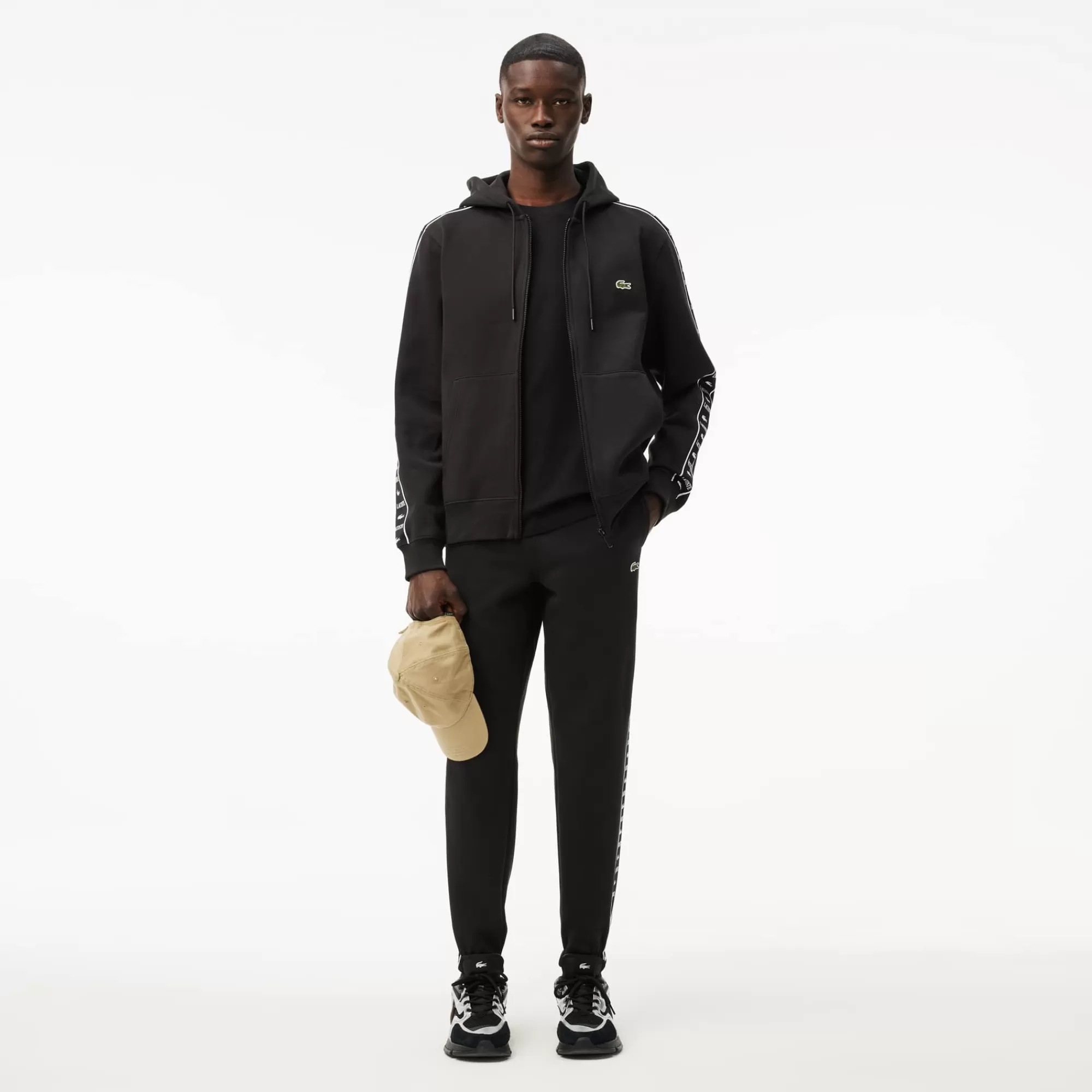 LACOSTE Sweatshirt^Hoodie às Listras e com Logo e Fecho