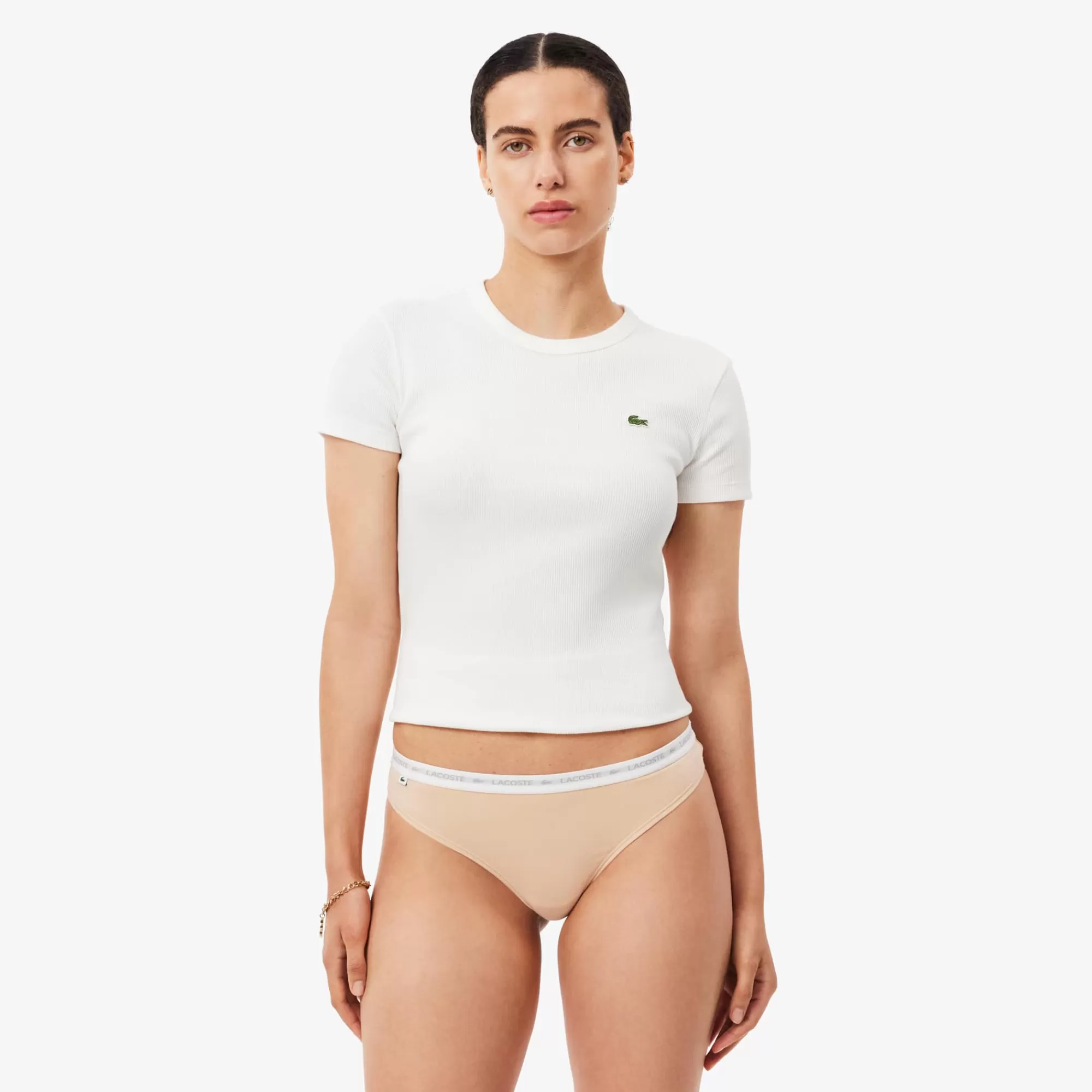 MULHER LACOSTE Roupa Interior E Roupa De Casa | Roupa Interior^Pack de 3 Cuecas String em Algodão Elástico