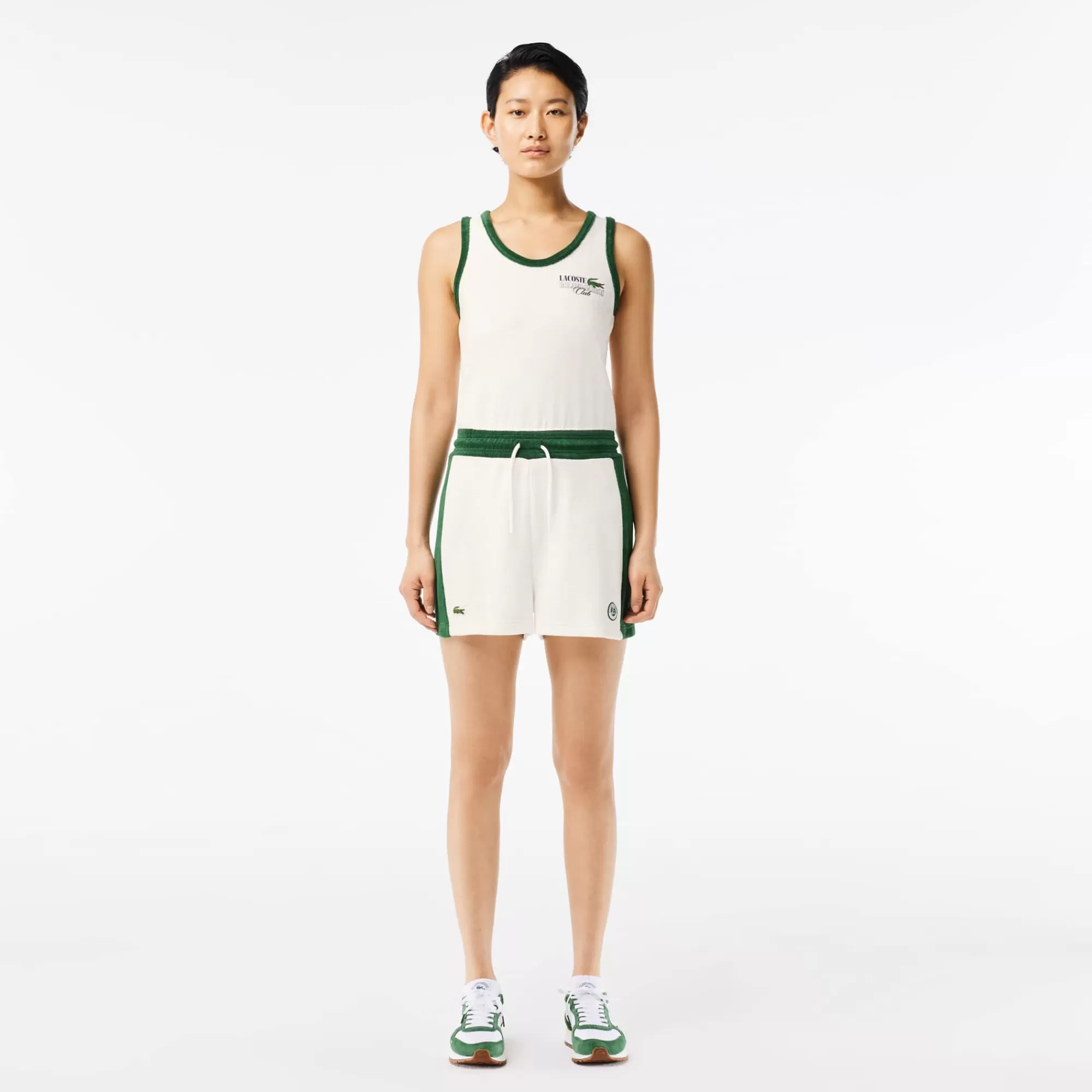 MULHER LACOSTE Ténis | Roupa Deportiva Mulher^Playsuit Terry Edição Roland-Garros