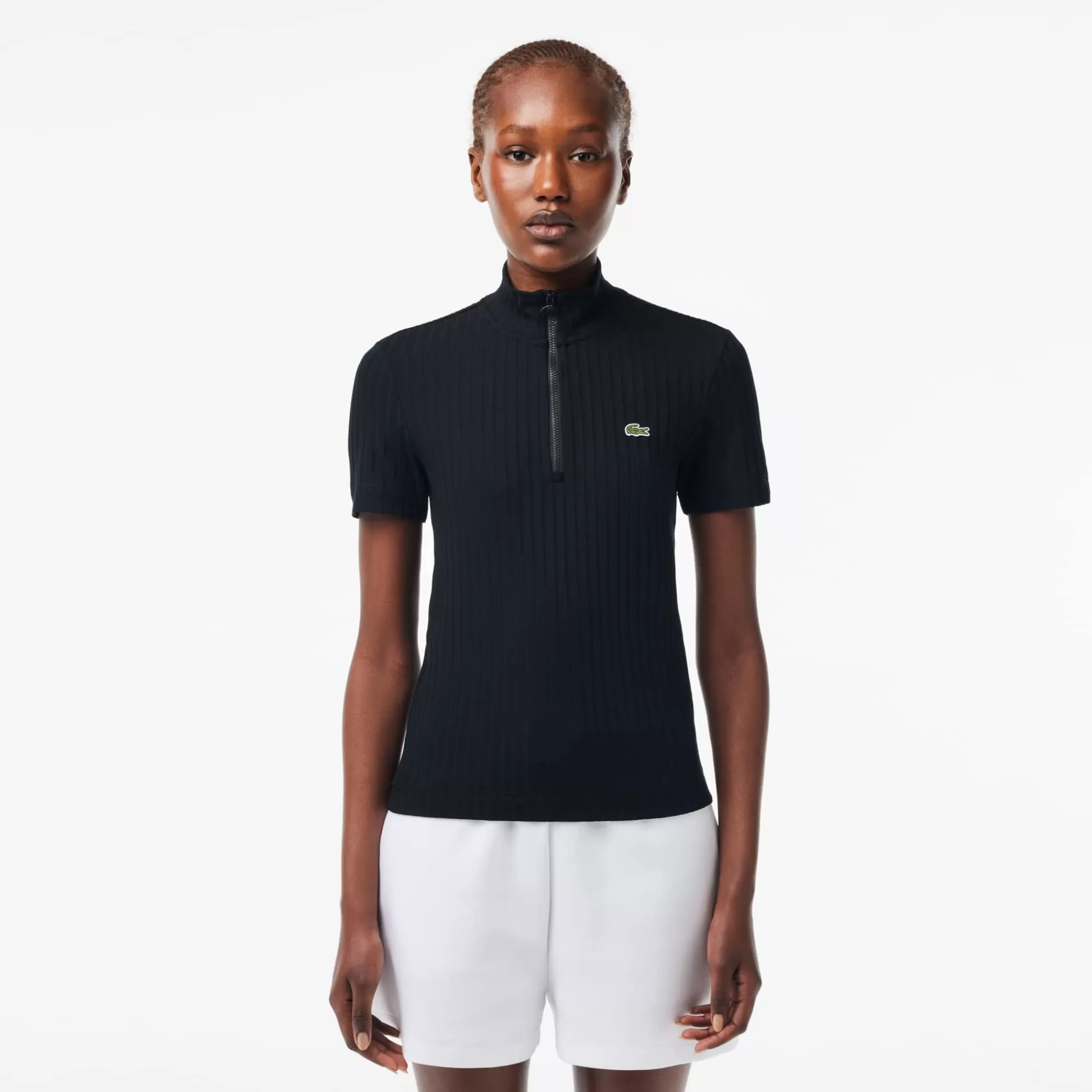 MULHER LACOSTE Polos^Polo de Gola Alta com Fecho Slim Fit