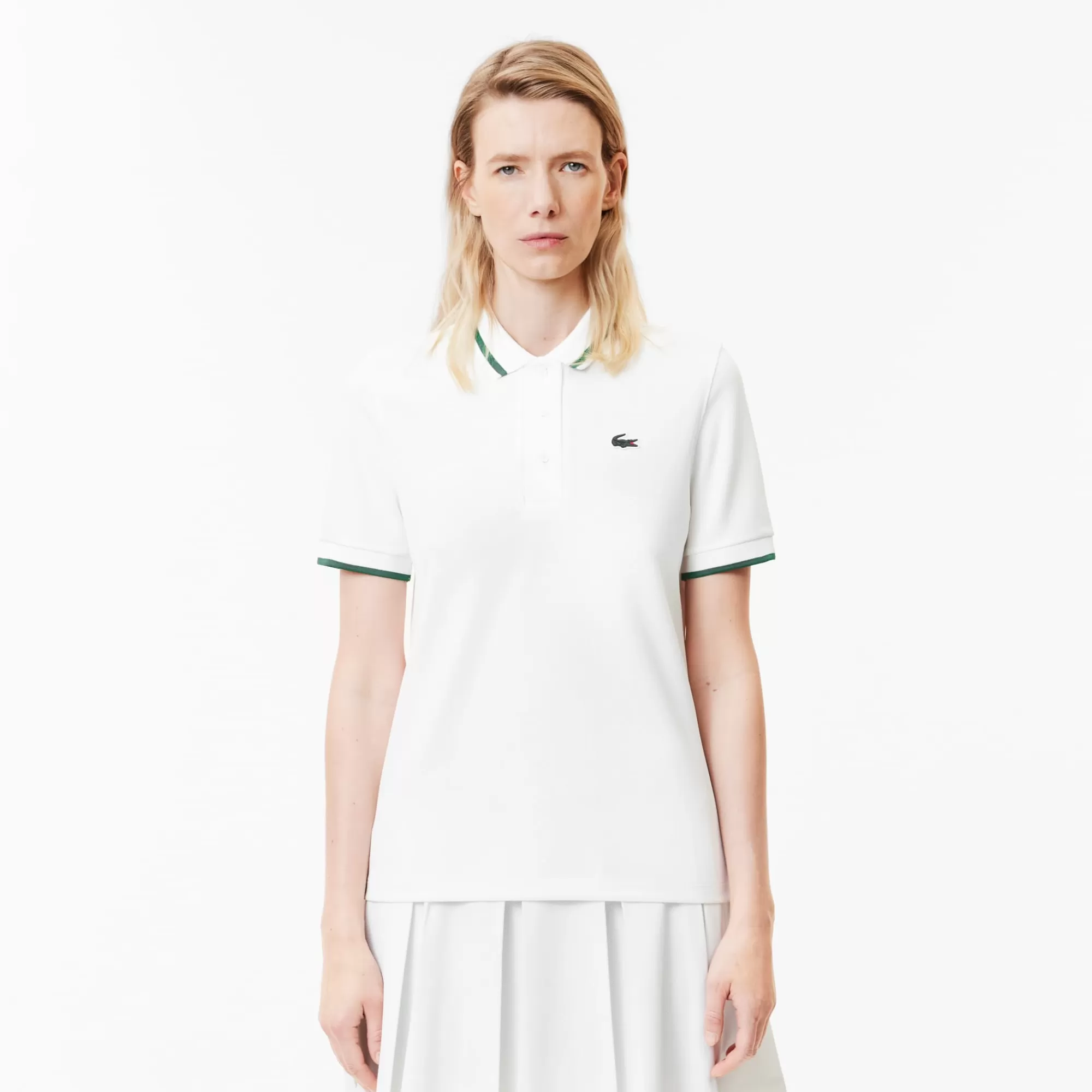 MULHER LACOSTE Ténis | Roupa Deportiva Mulher^Polo de Ténis com Colarinho às Riscas e Proteção UV