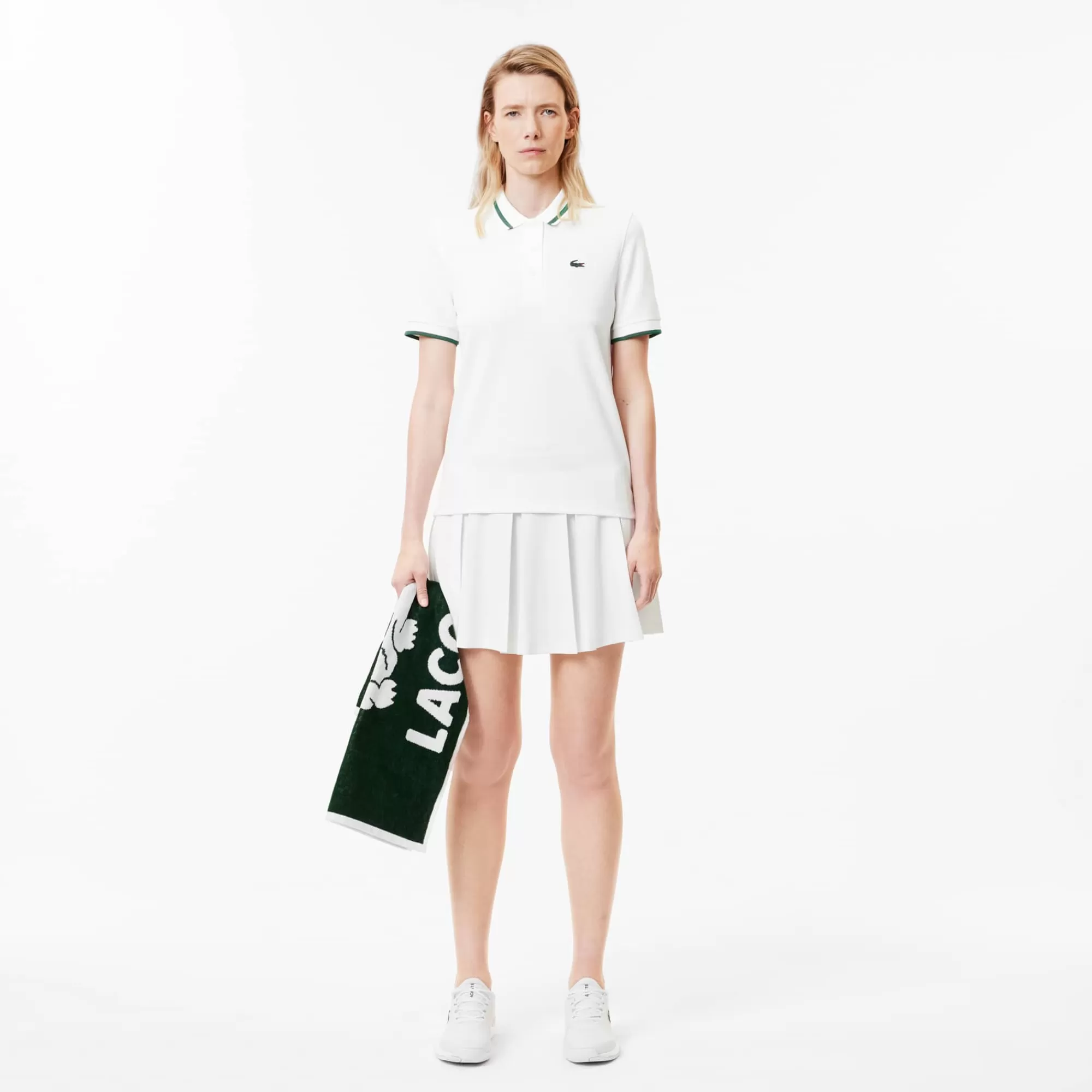 MULHER LACOSTE Ténis | Roupa Deportiva Mulher^Polo de Ténis com Colarinho às Riscas e Proteção UV