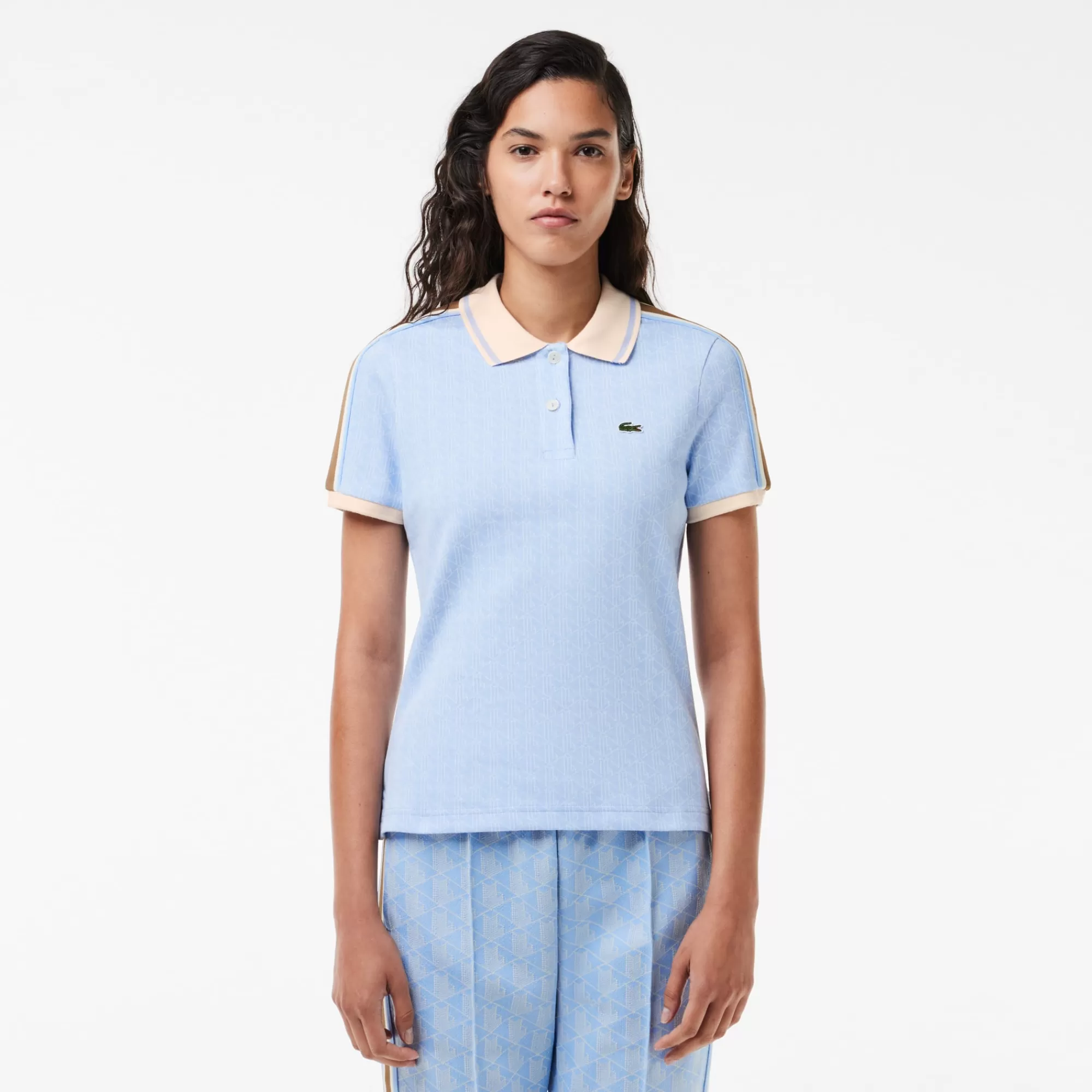 MULHER LACOSTE Polos^Polo em Jacquard com Monograma Slim Fit