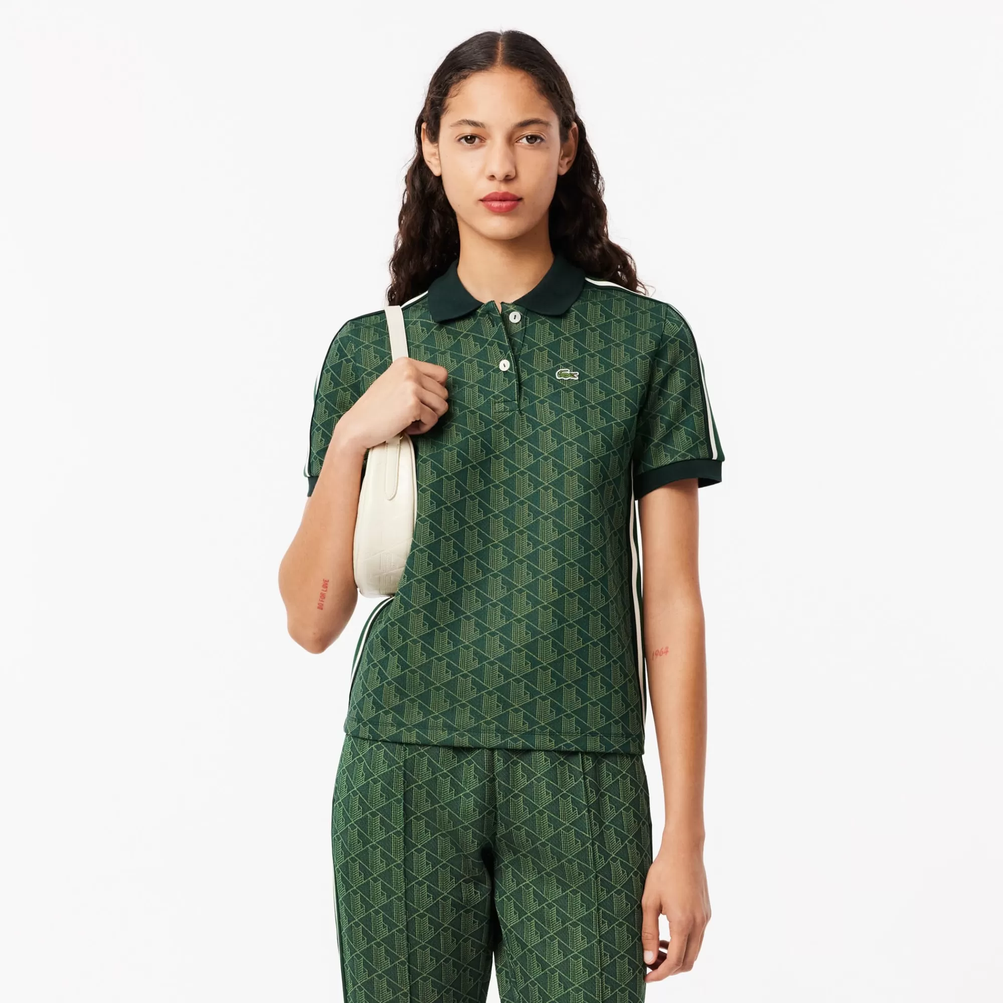 MULHER LACOSTE Polos^Polo em Jacquard com Monograma Slim Fit