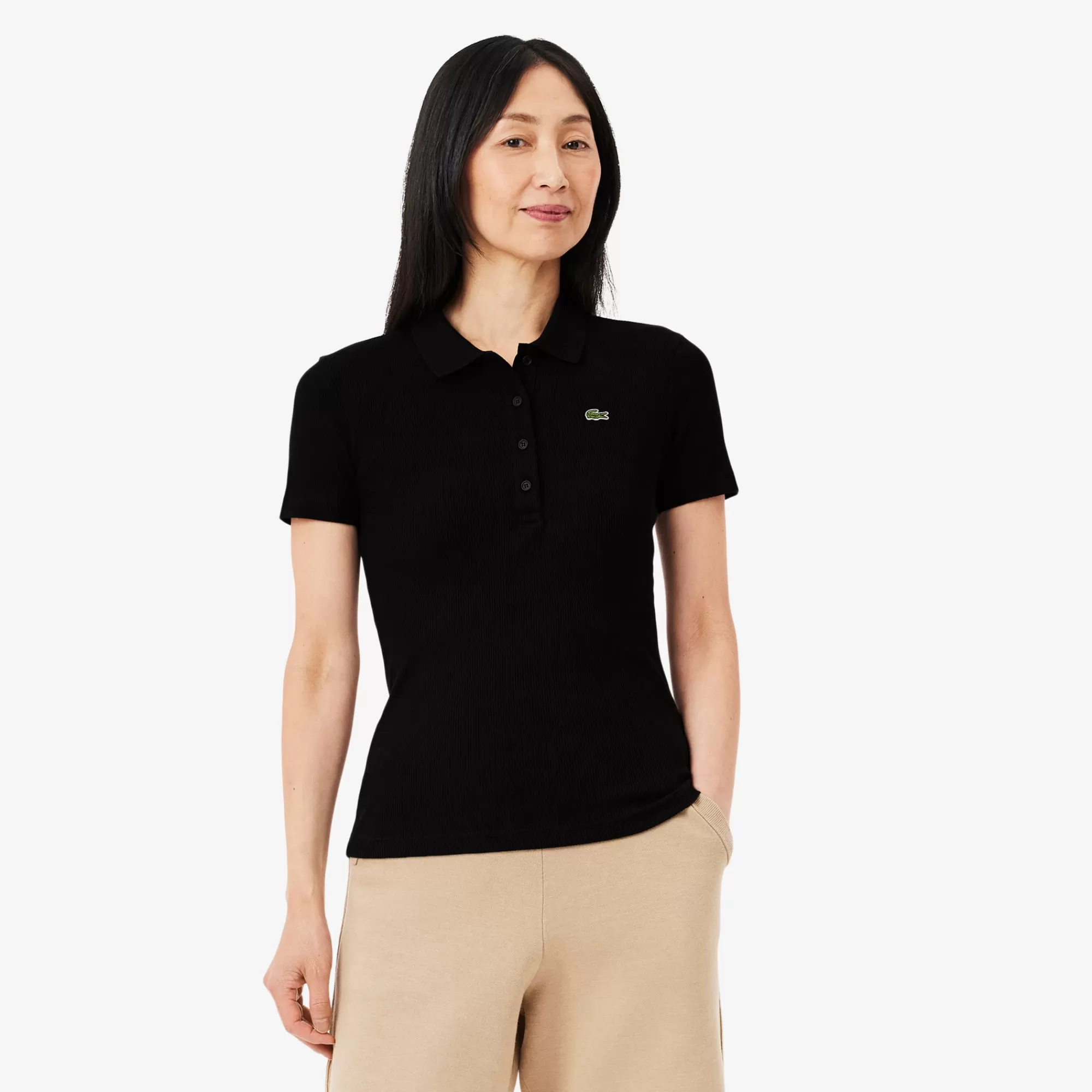 MULHER LACOSTE Polos^Polo L.12.D de Algodão Canelado Slim Fit