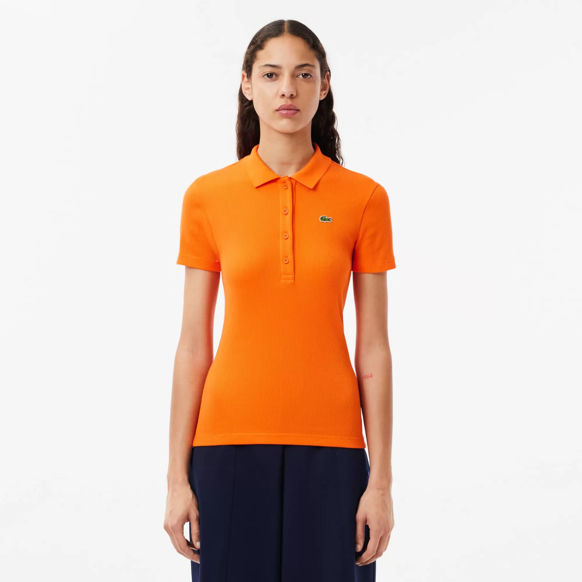 MULHER LACOSTE Polos^Polo L.12.D de Algodão Canelado Slim Fit