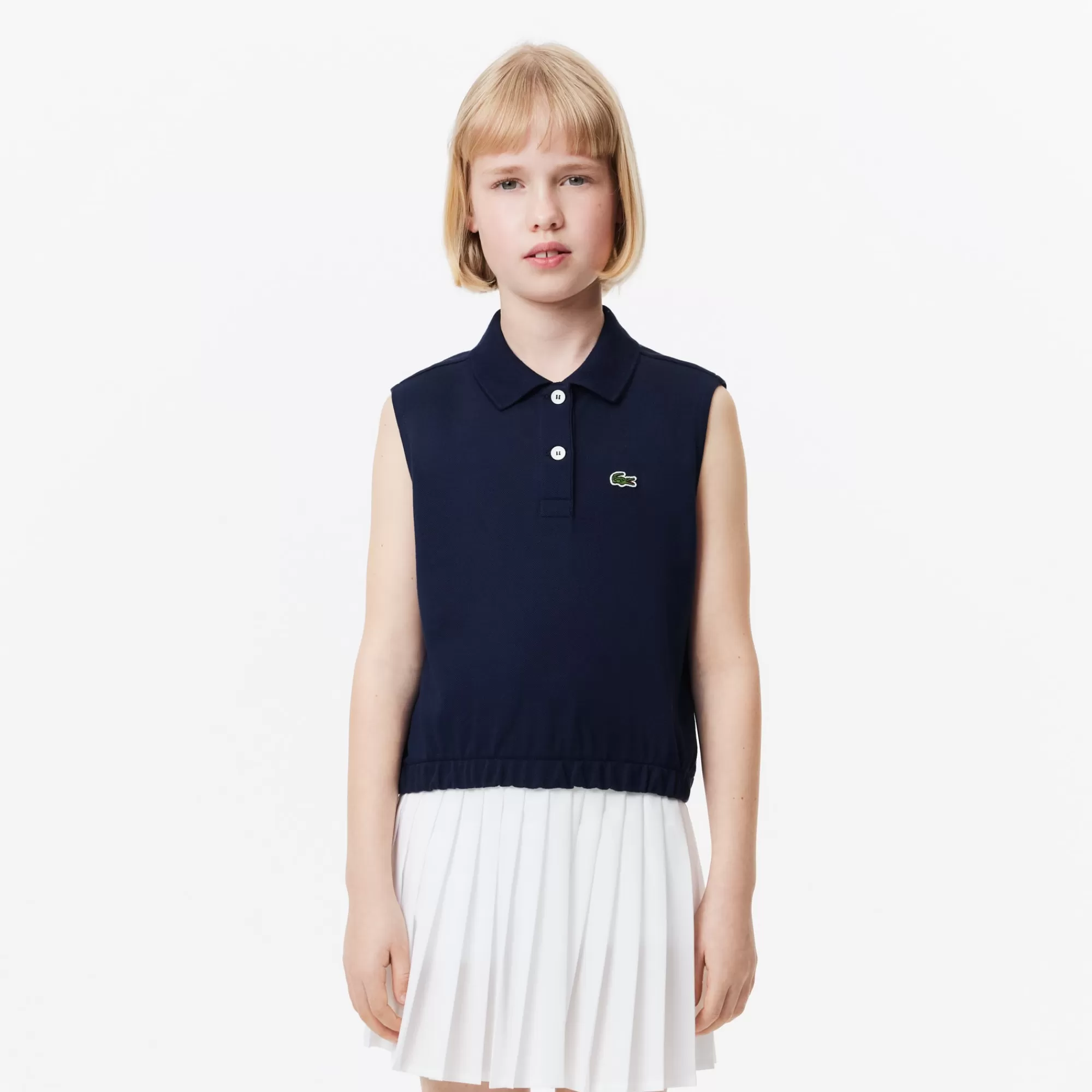 Crianças LACOSTE Moda Menina | Moda Menina^Polo Mini Piqué Elástico sem Mangas